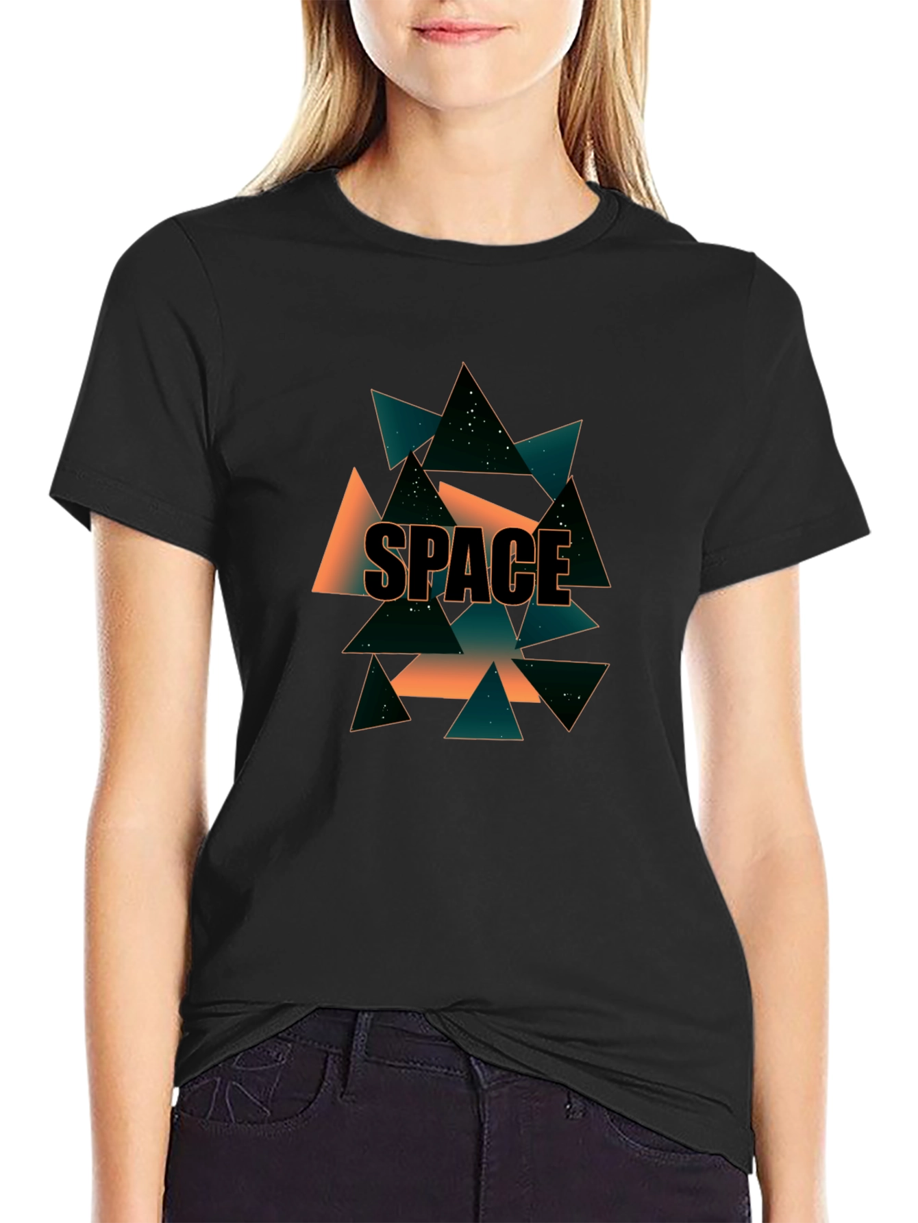 Geometric Space T-Shirt - Modern Graphic Tee