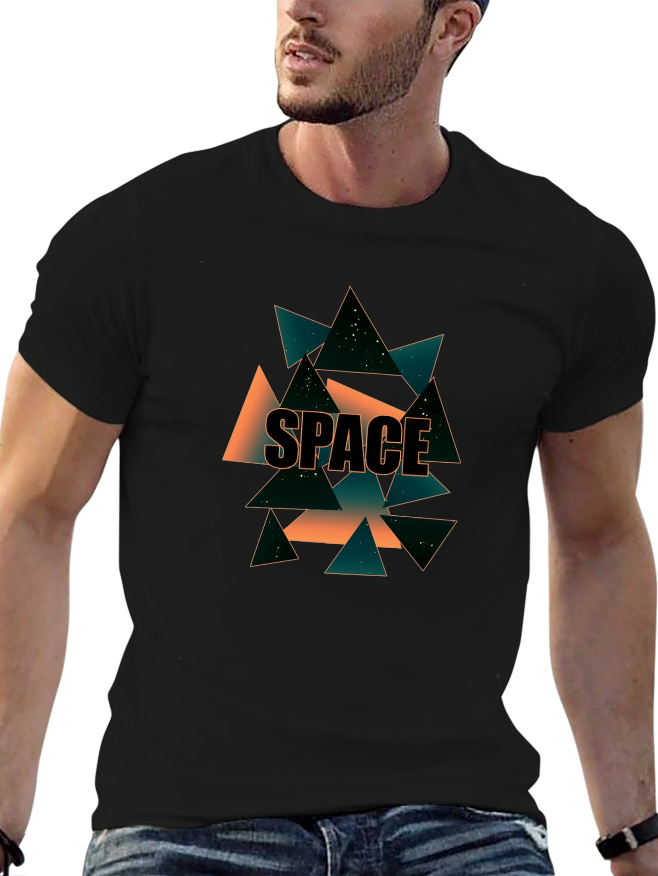 Geometric Space T-Shirt - Modern Graphic Tee