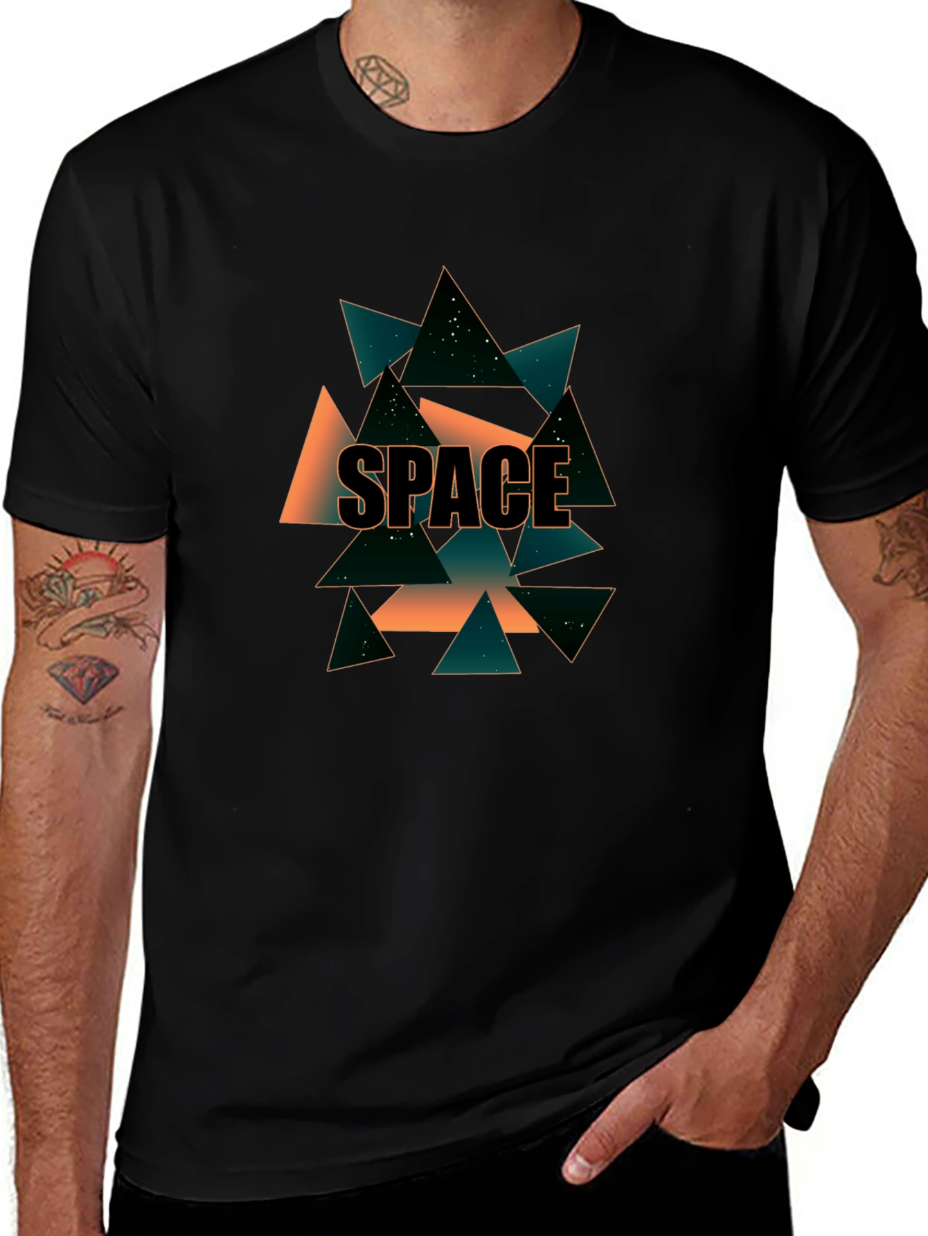 Geometric Space T-Shirt - Modern Graphic Tee