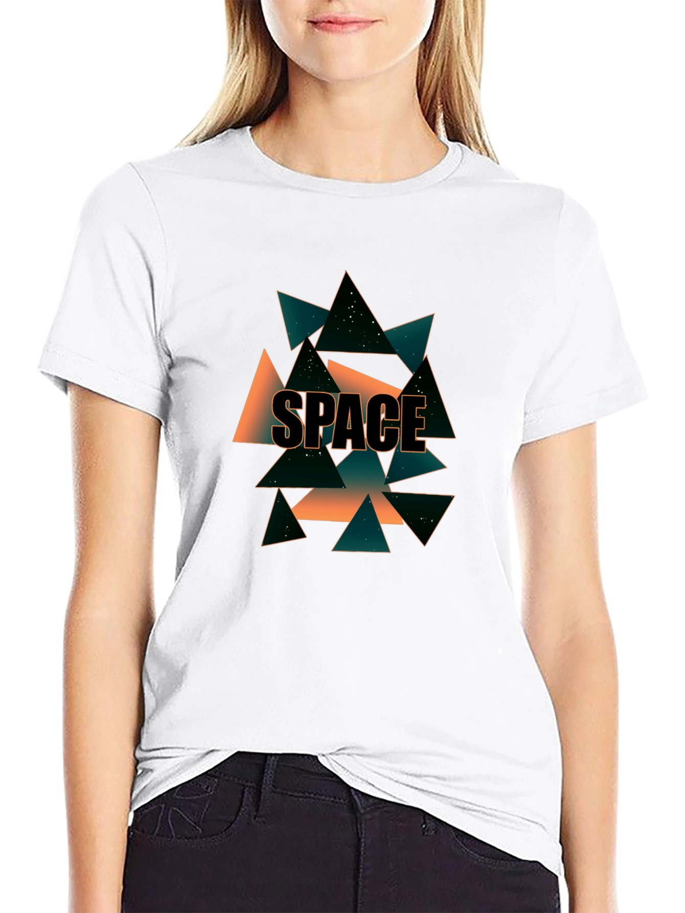 Geometric Space T-Shirt - Modern Graphic Tee