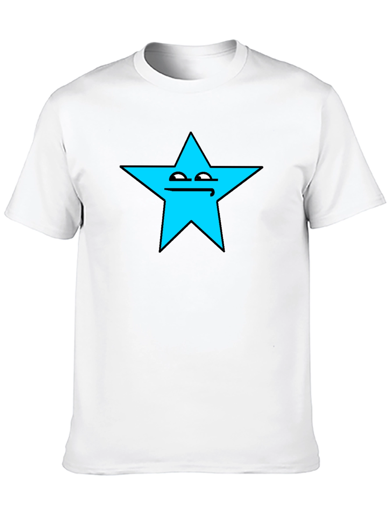 Funny Star Face Graphic T-Shirt - Black Cotton Tee