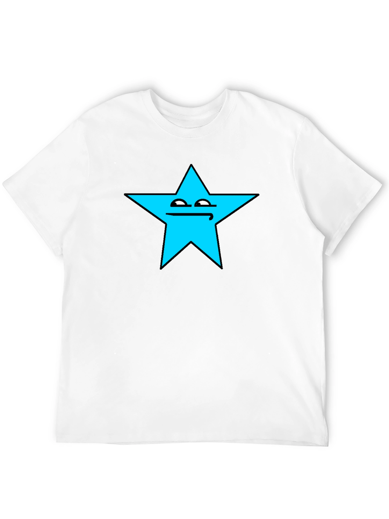 Funny Star Face Graphic T-Shirt - Black Cotton Tee
