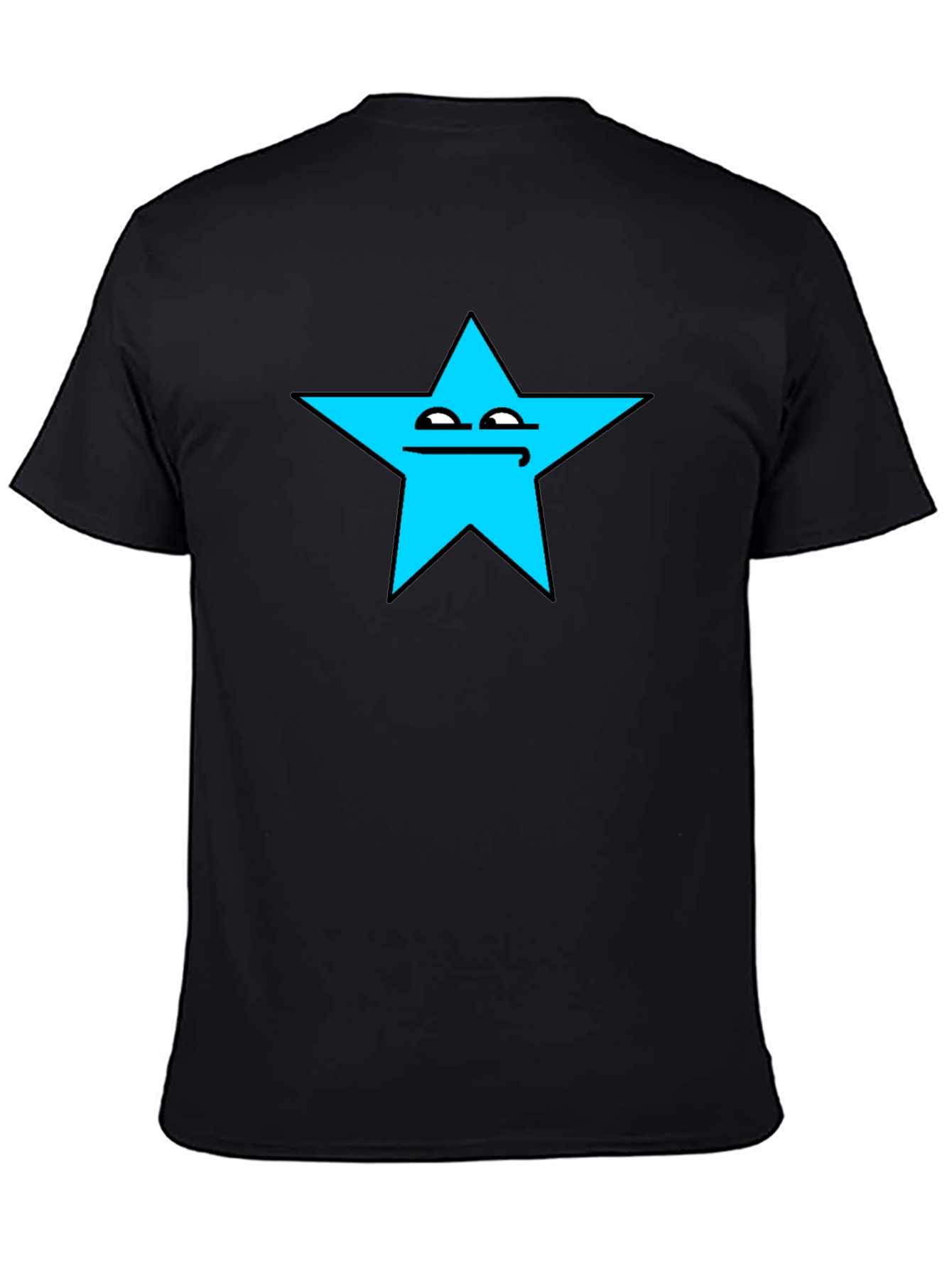 Funny Star Face Graphic T-Shirt - Black Cotton Tee
