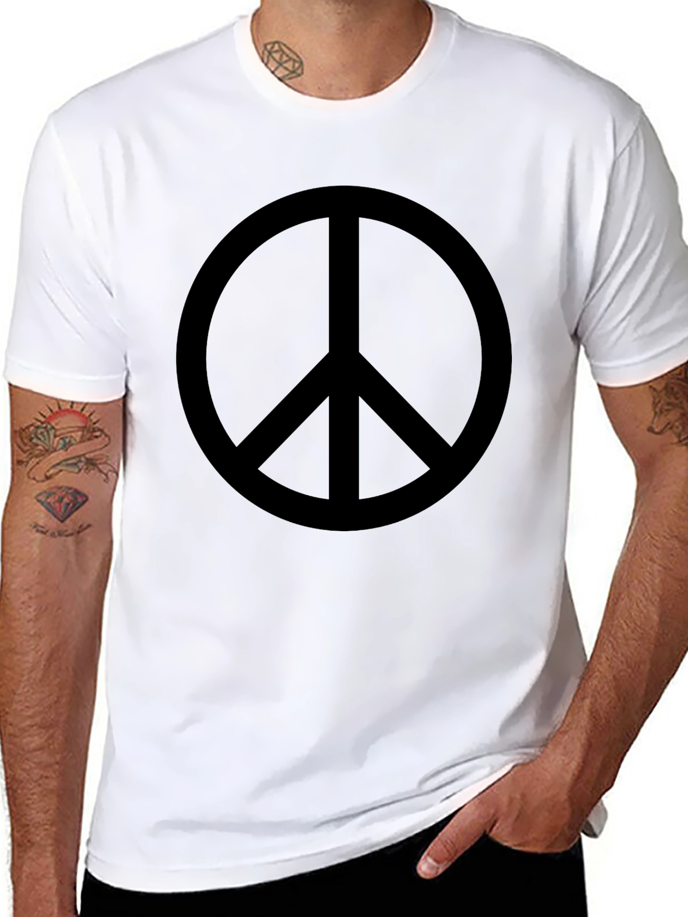 Black Peace Sign Graphic T-Shirt - Casual Cotton Tee