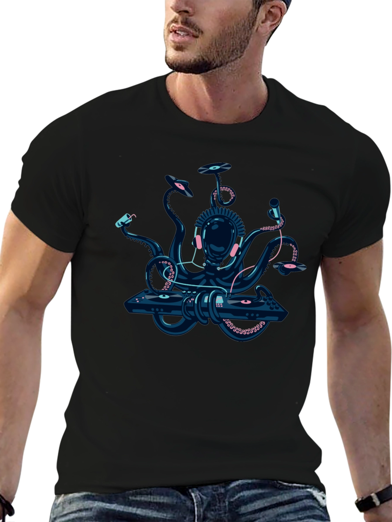 DJ Octopus Graphic Tee - Black