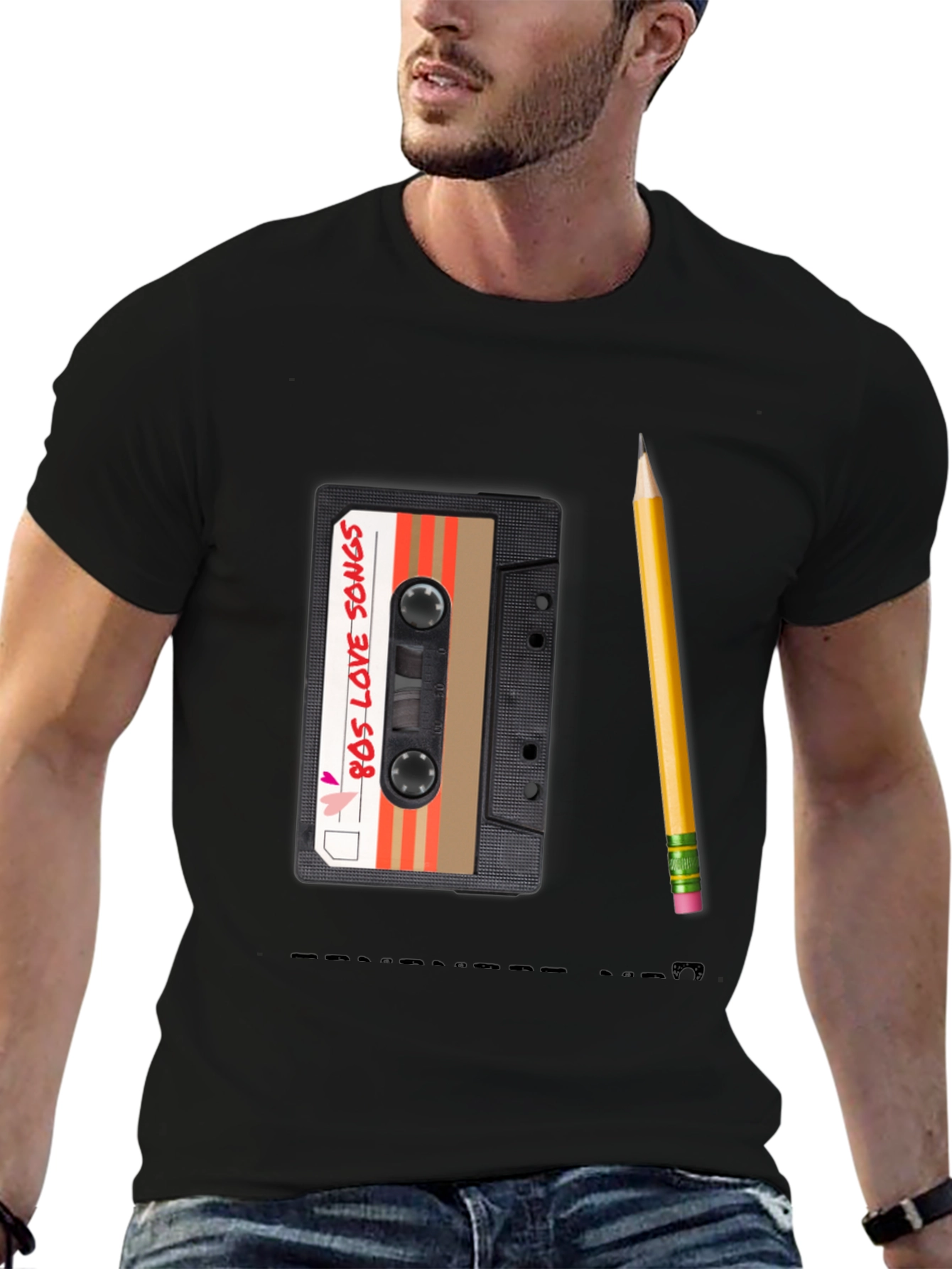80s Mixtape Pencil Tee - Retro Music Lover