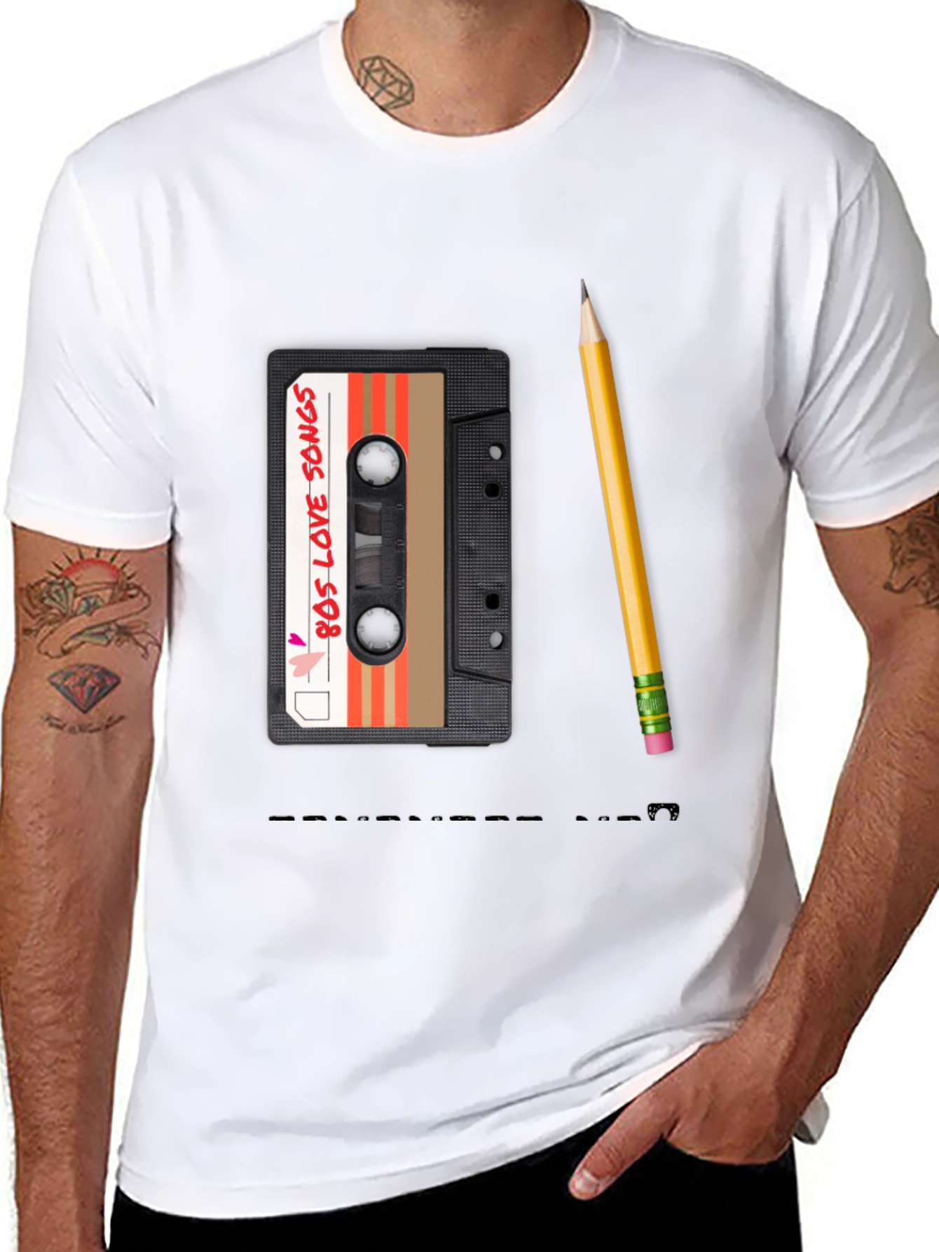 80s Mixtape Pencil Tee - Retro Music Lover