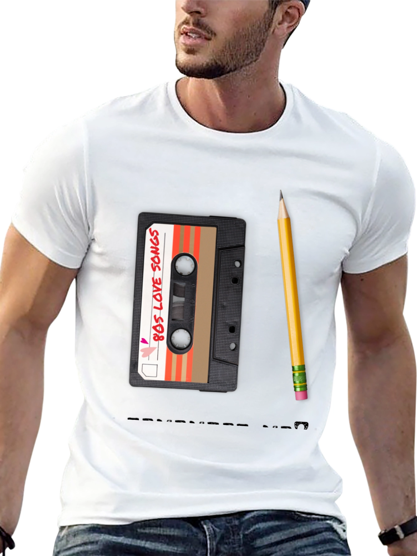 80s Mixtape Pencil Tee - Retro Music Lover