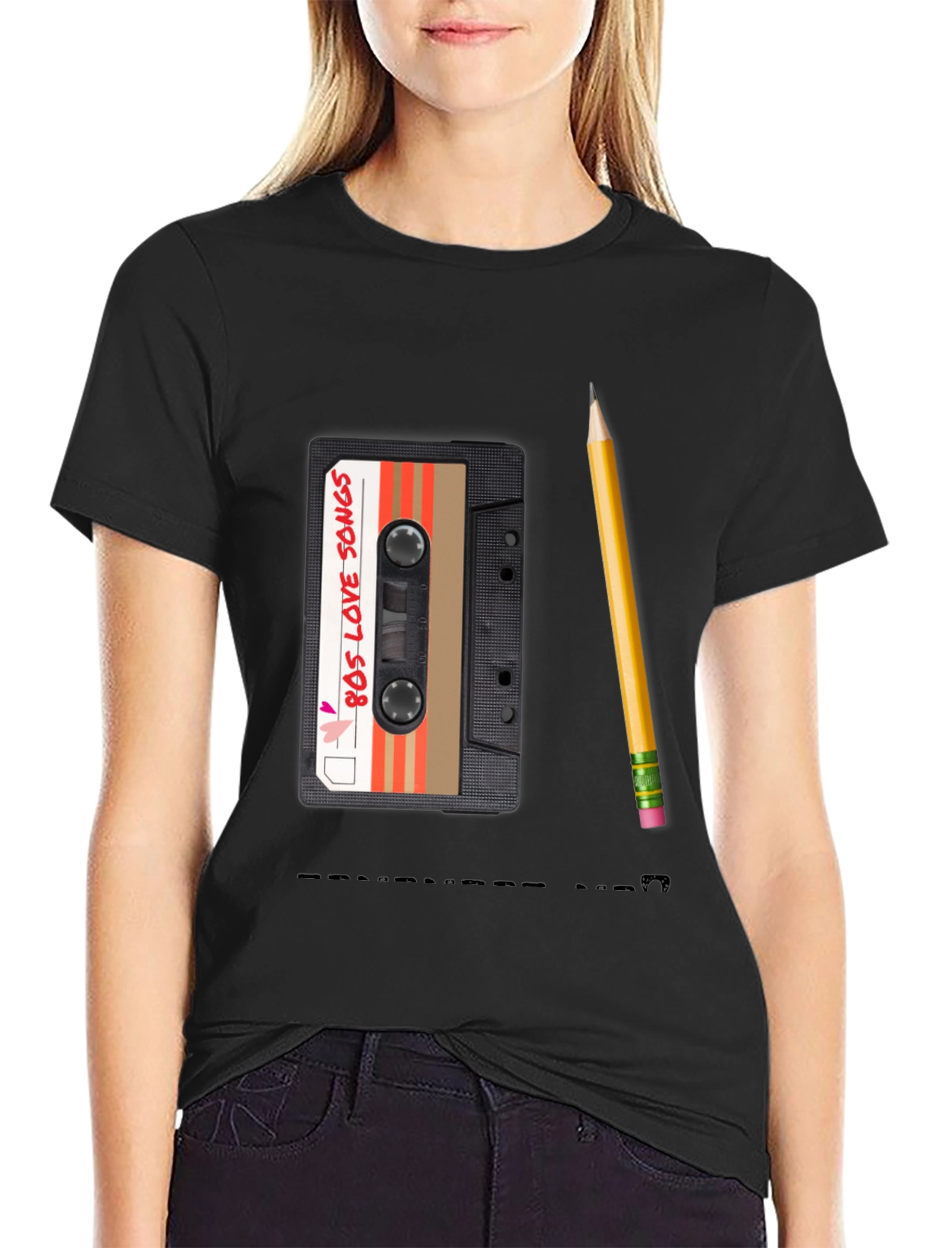 80s Mixtape Pencil Tee - Retro Music Lover