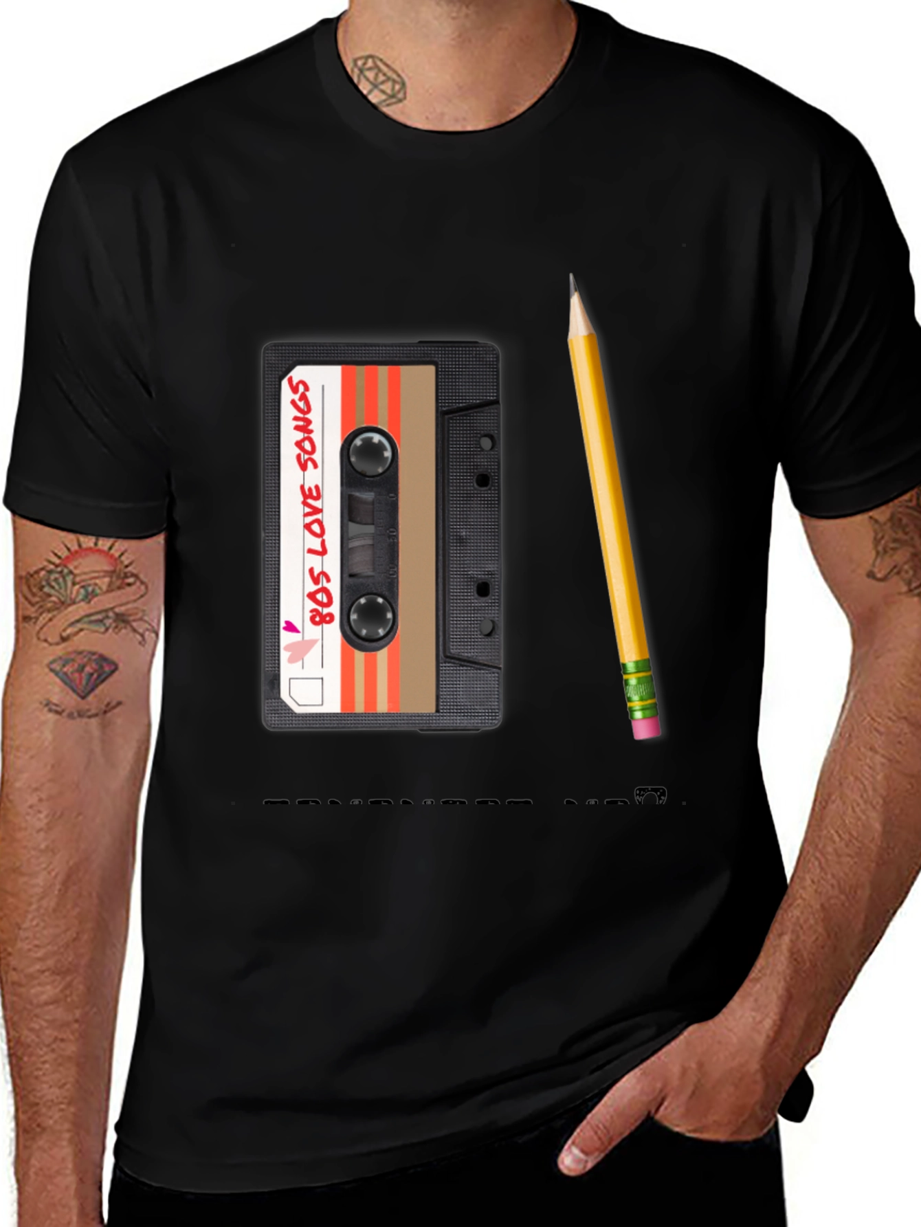 80s Mixtape Pencil Tee - Retro Music Lover