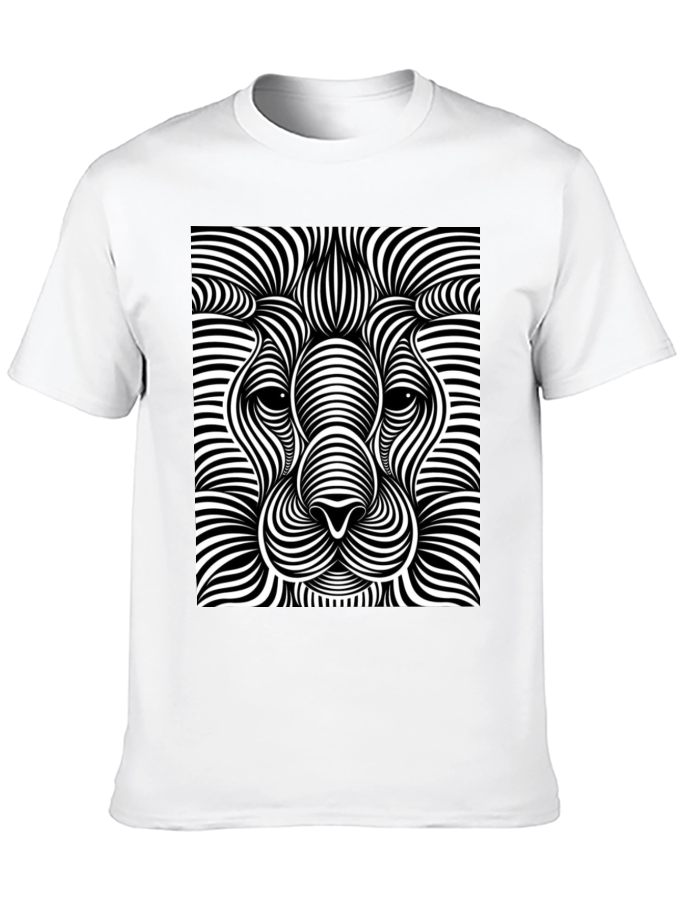 Optical Illusion Lion Black T-Shirt