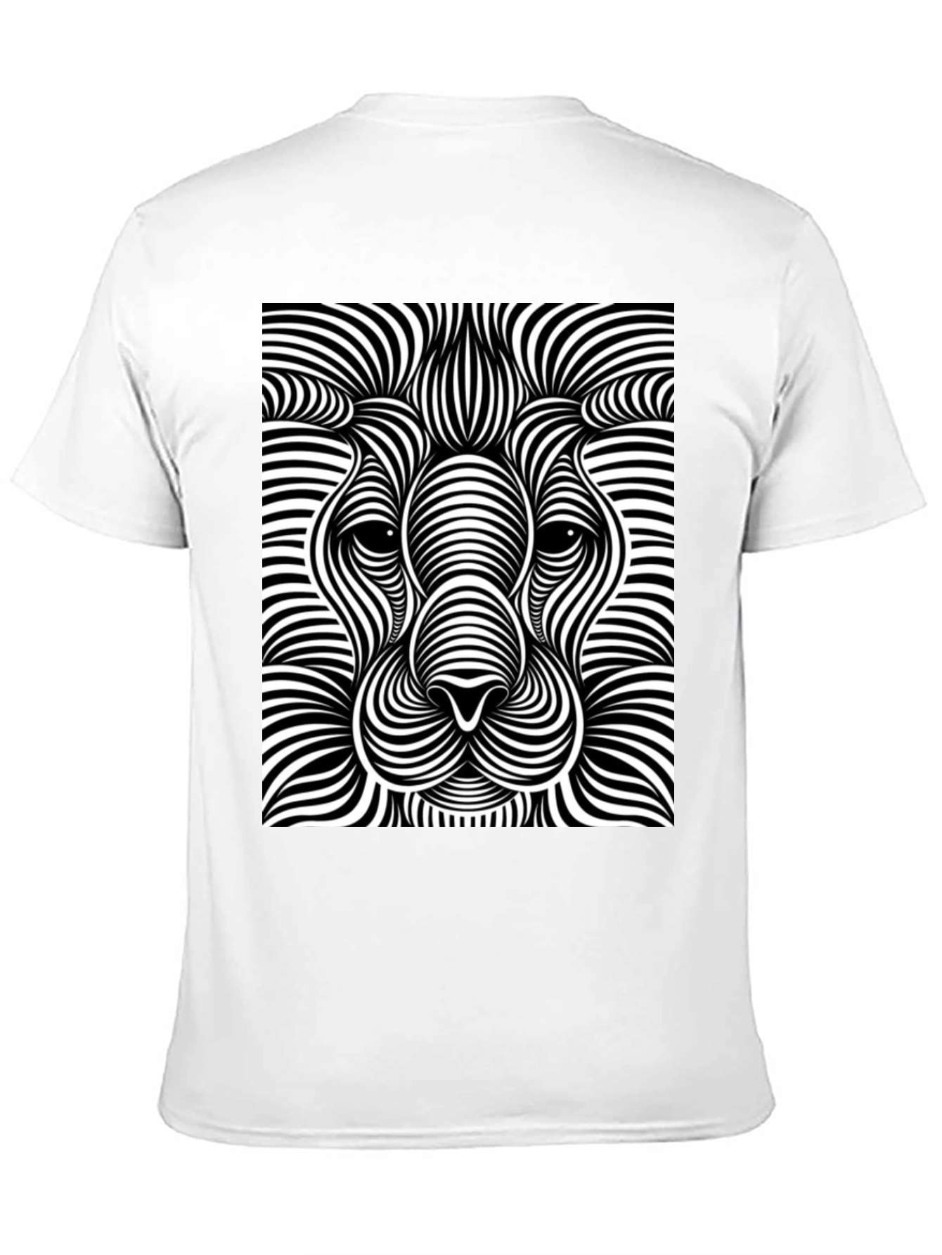 Optical Illusion Lion Black T-Shirt