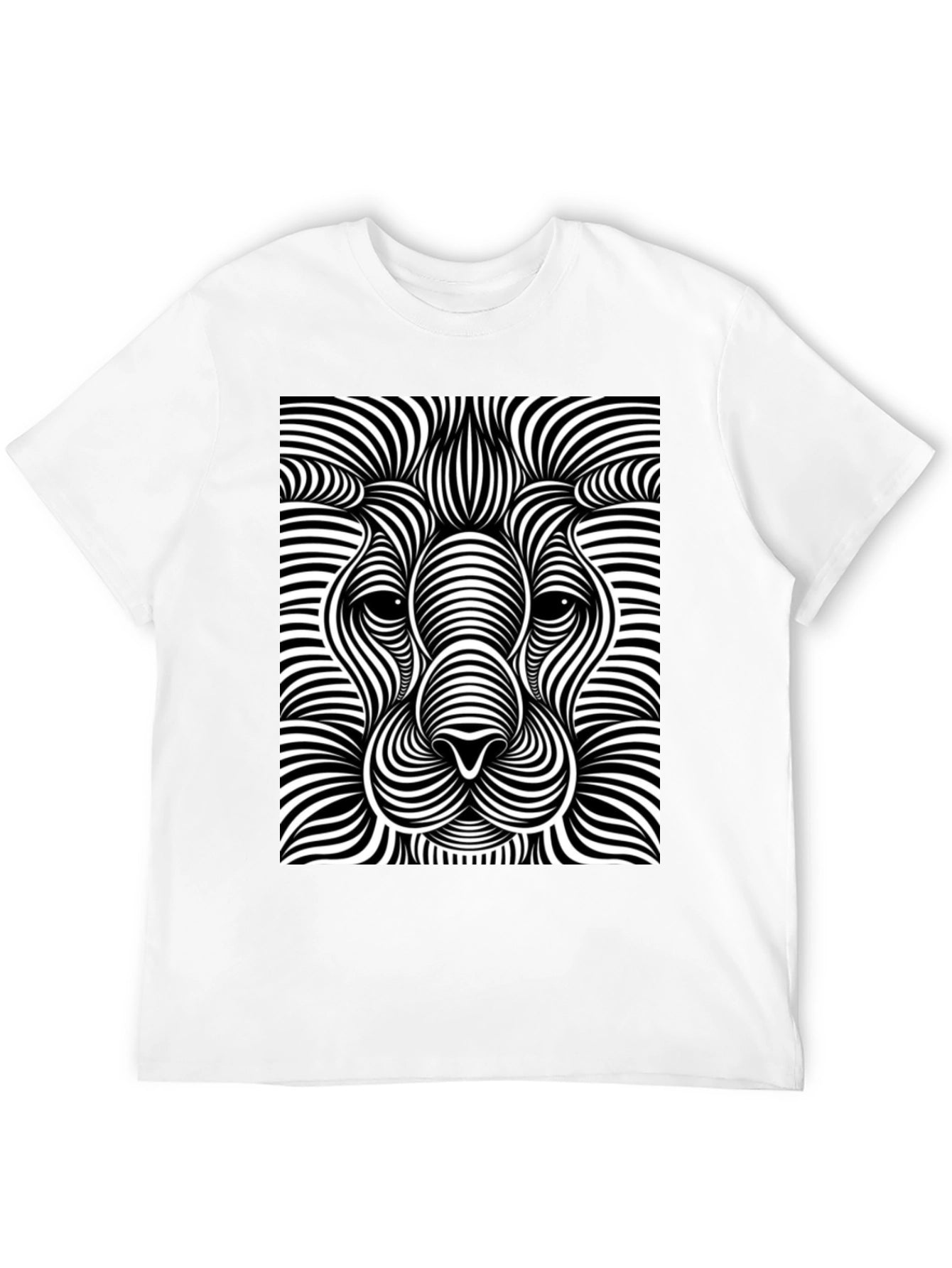 Optical Illusion Lion Black T-Shirt