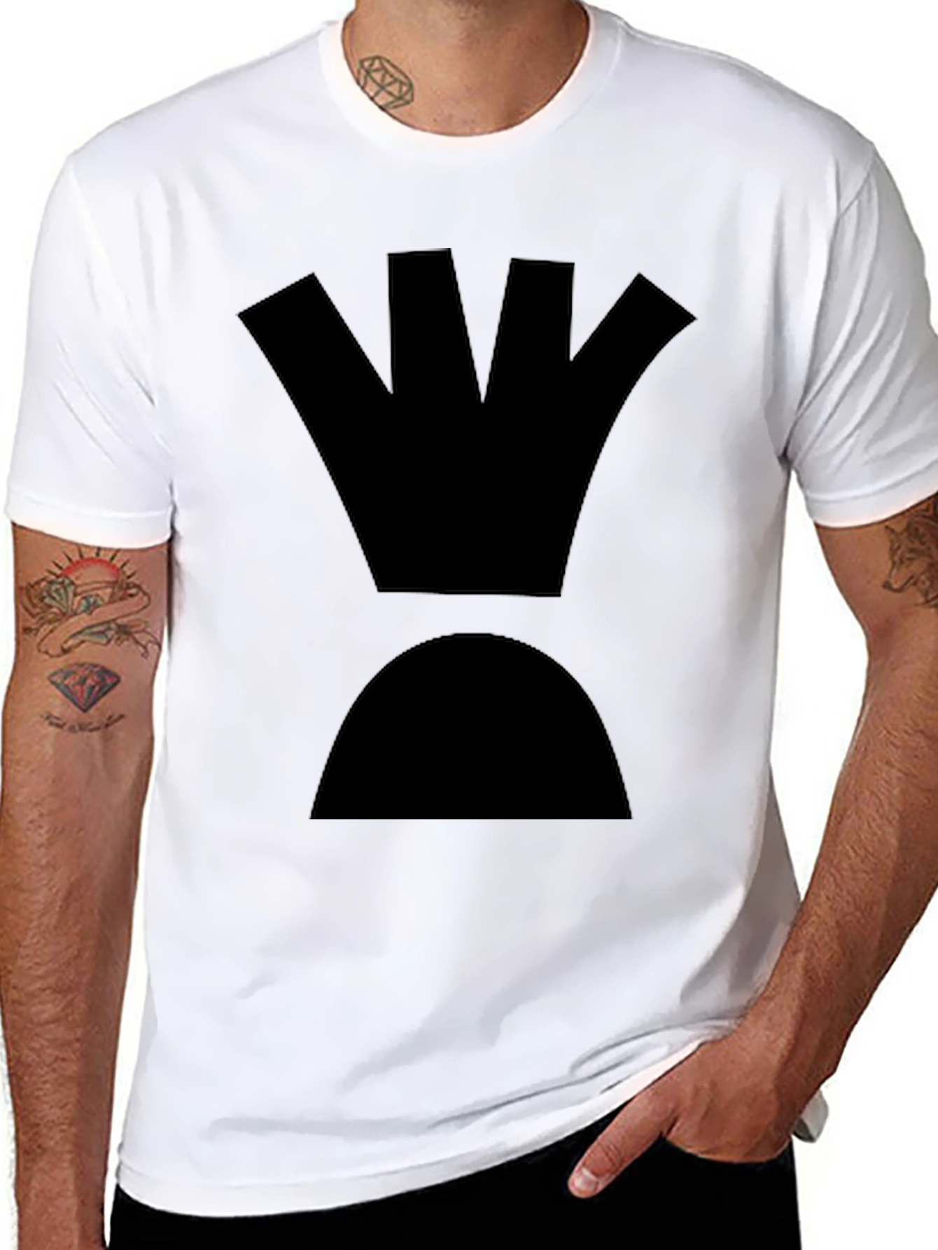 Black Graphic Tee: Crown & Mountain Design