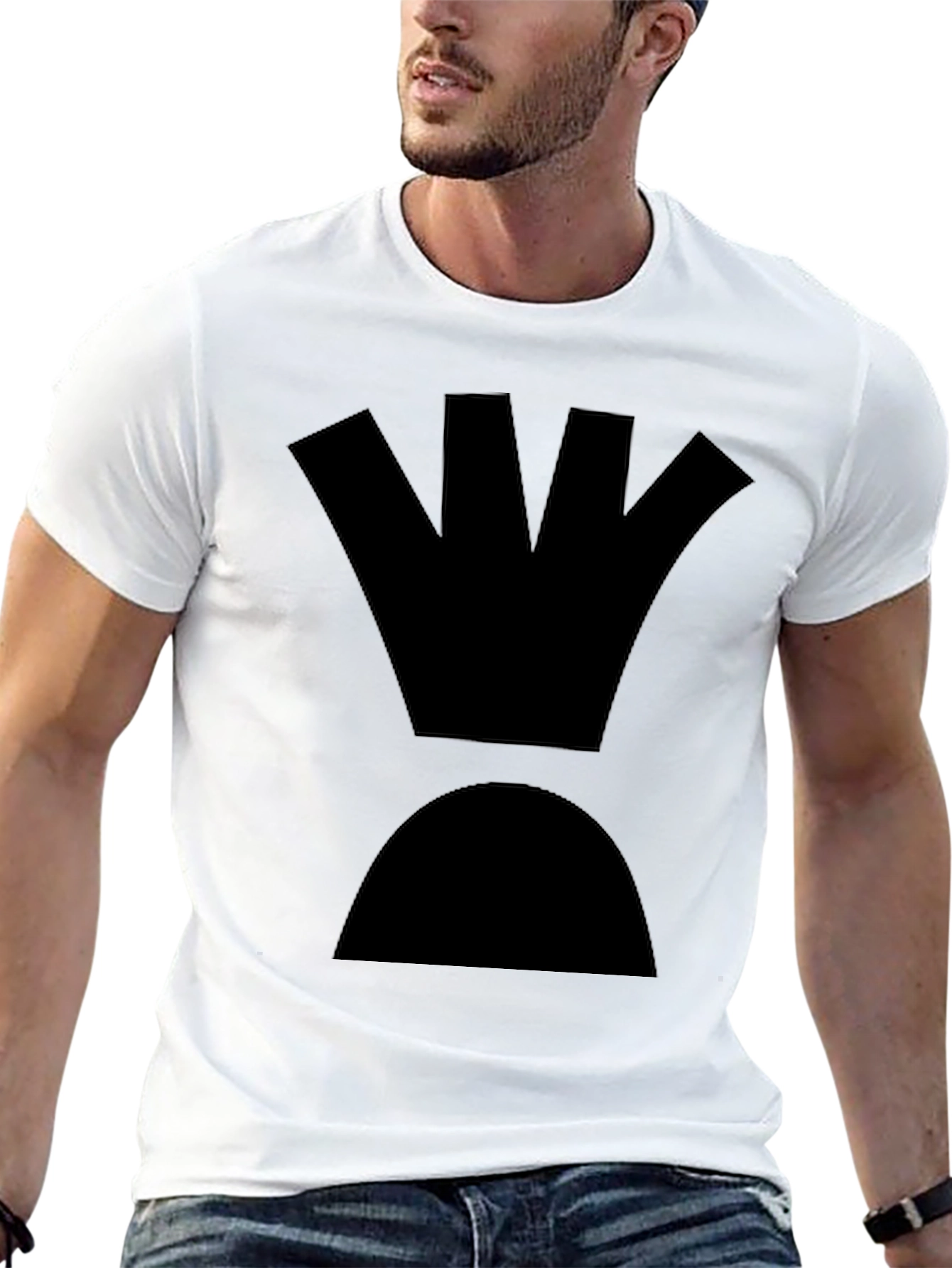 Black Graphic Tee: Crown & Mountain Design