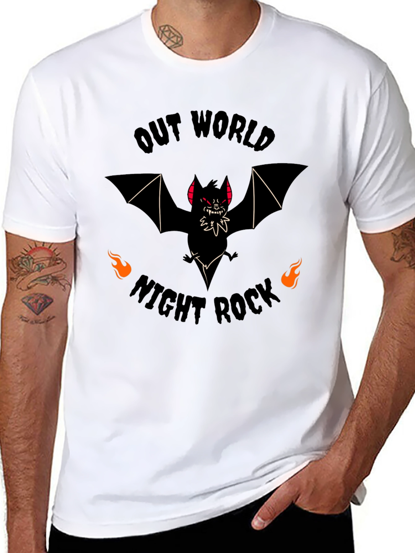 Out World Night Rock Bat Graphic Tee