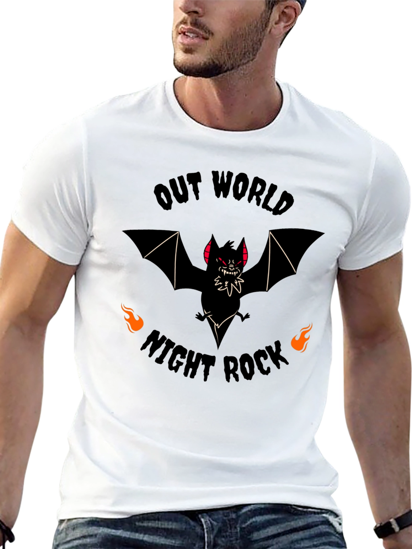 Out World Night Rock Bat Graphic Tee