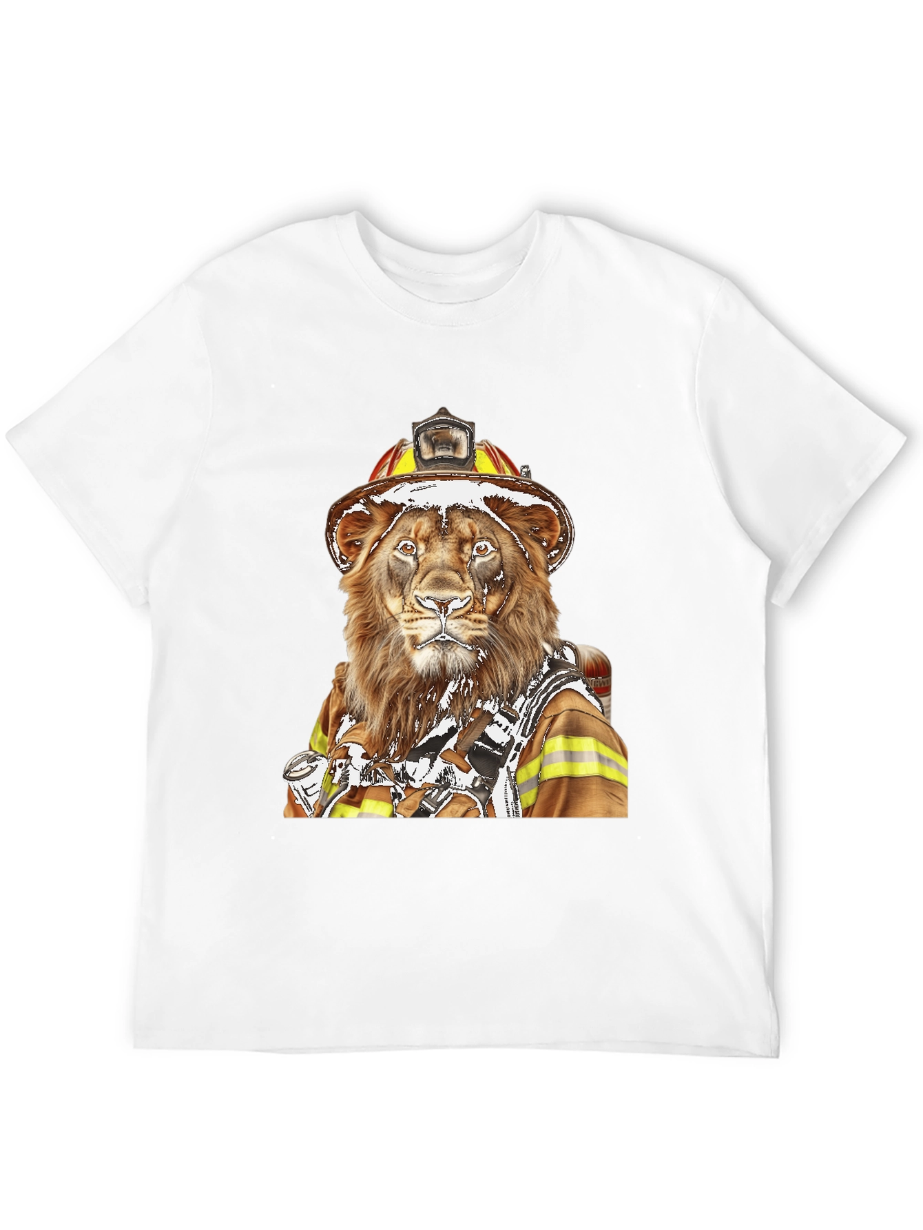 Lion Firefighter Graphic Tee - Unique Design!