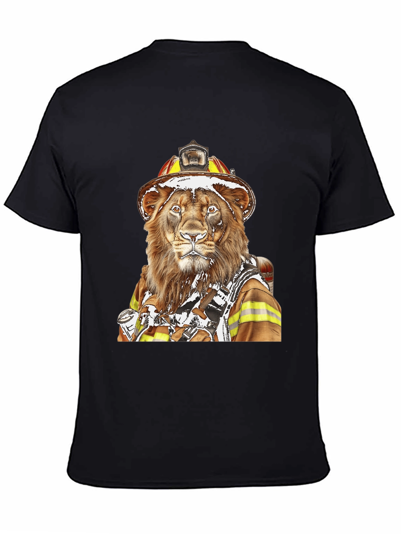 Lion Firefighter Graphic Tee - Unique Design!