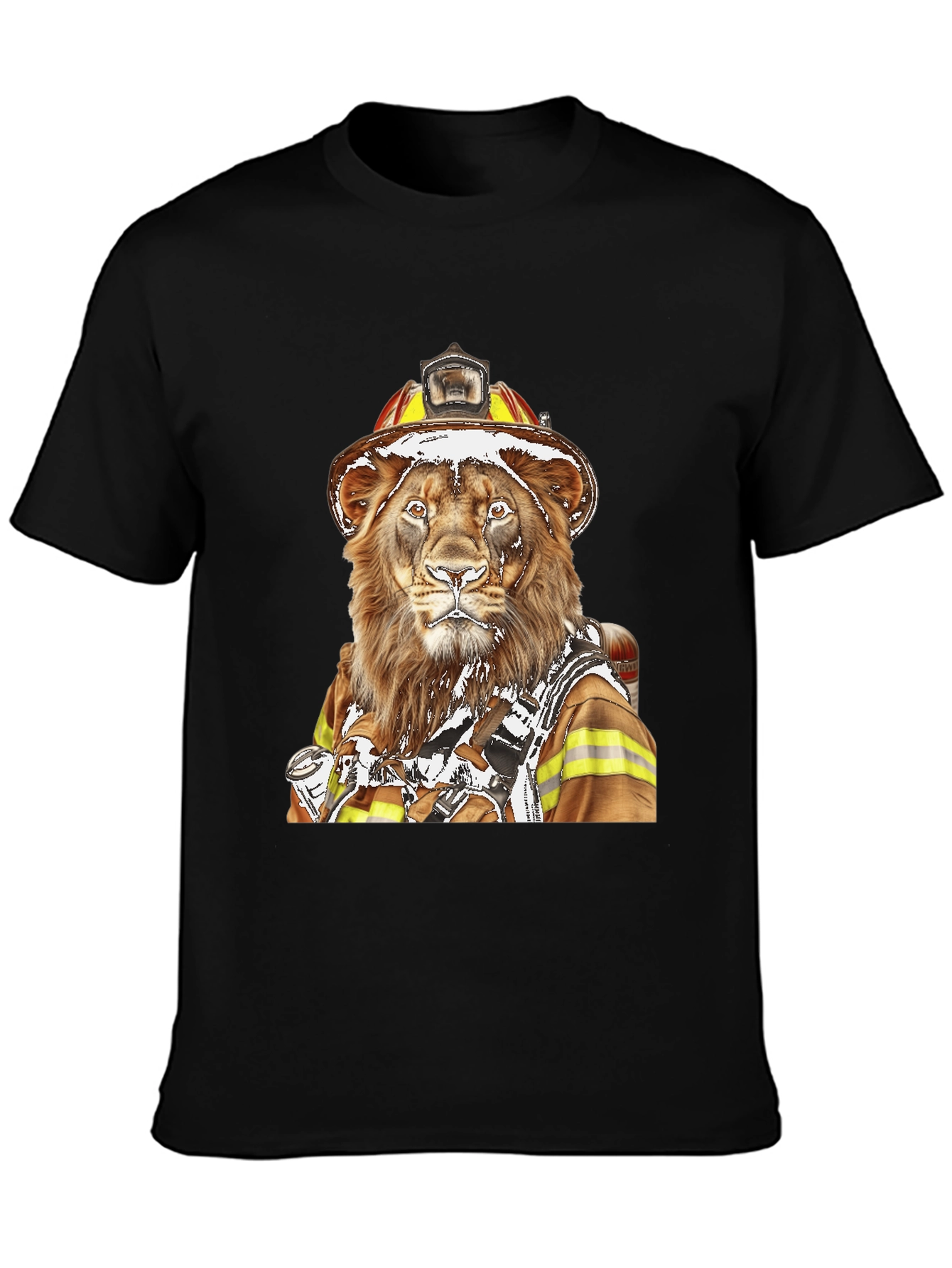 Lion Firefighter Graphic Tee - Unique Design!