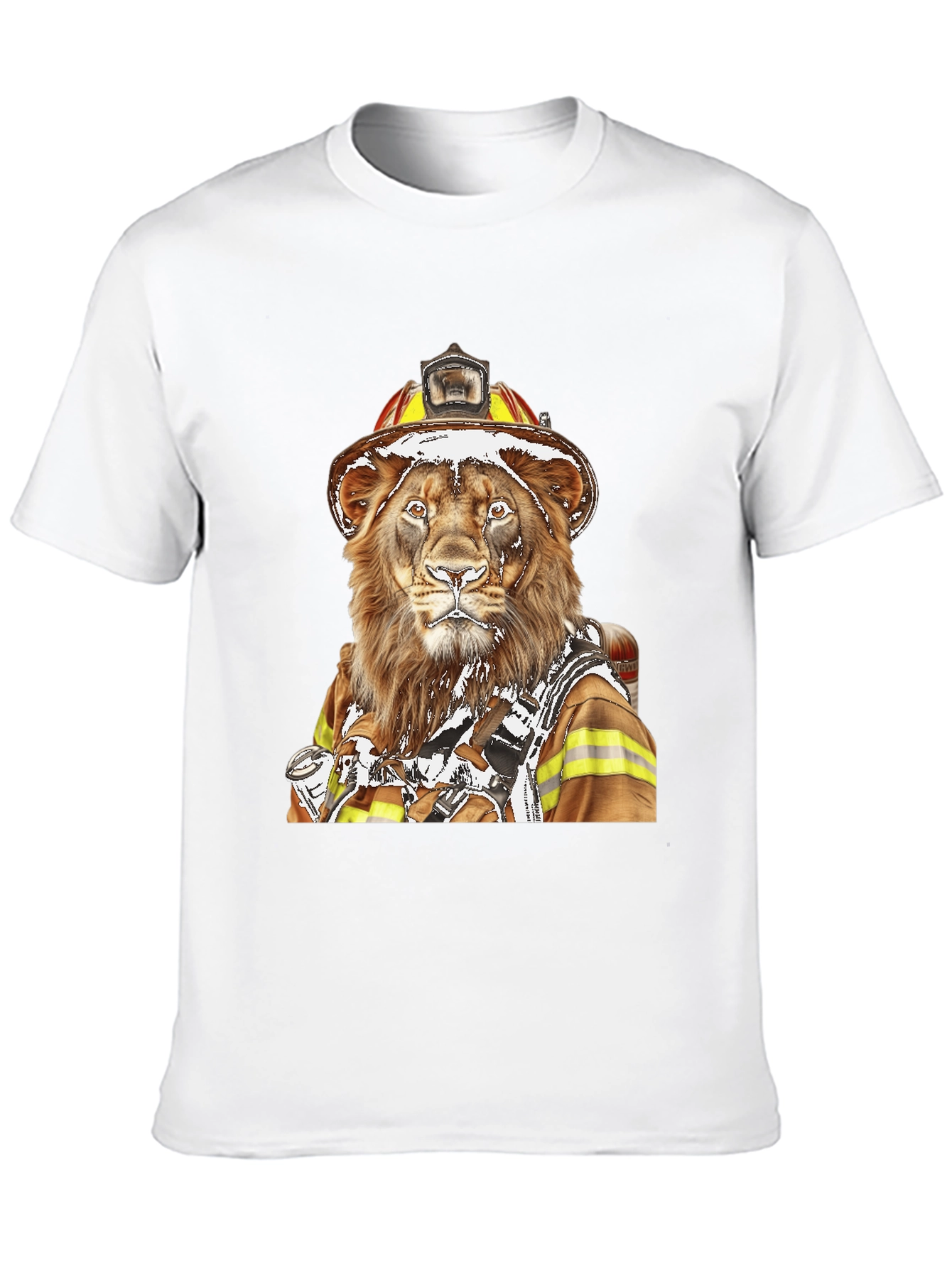 Lion Firefighter Graphic Tee - Unique Design!
