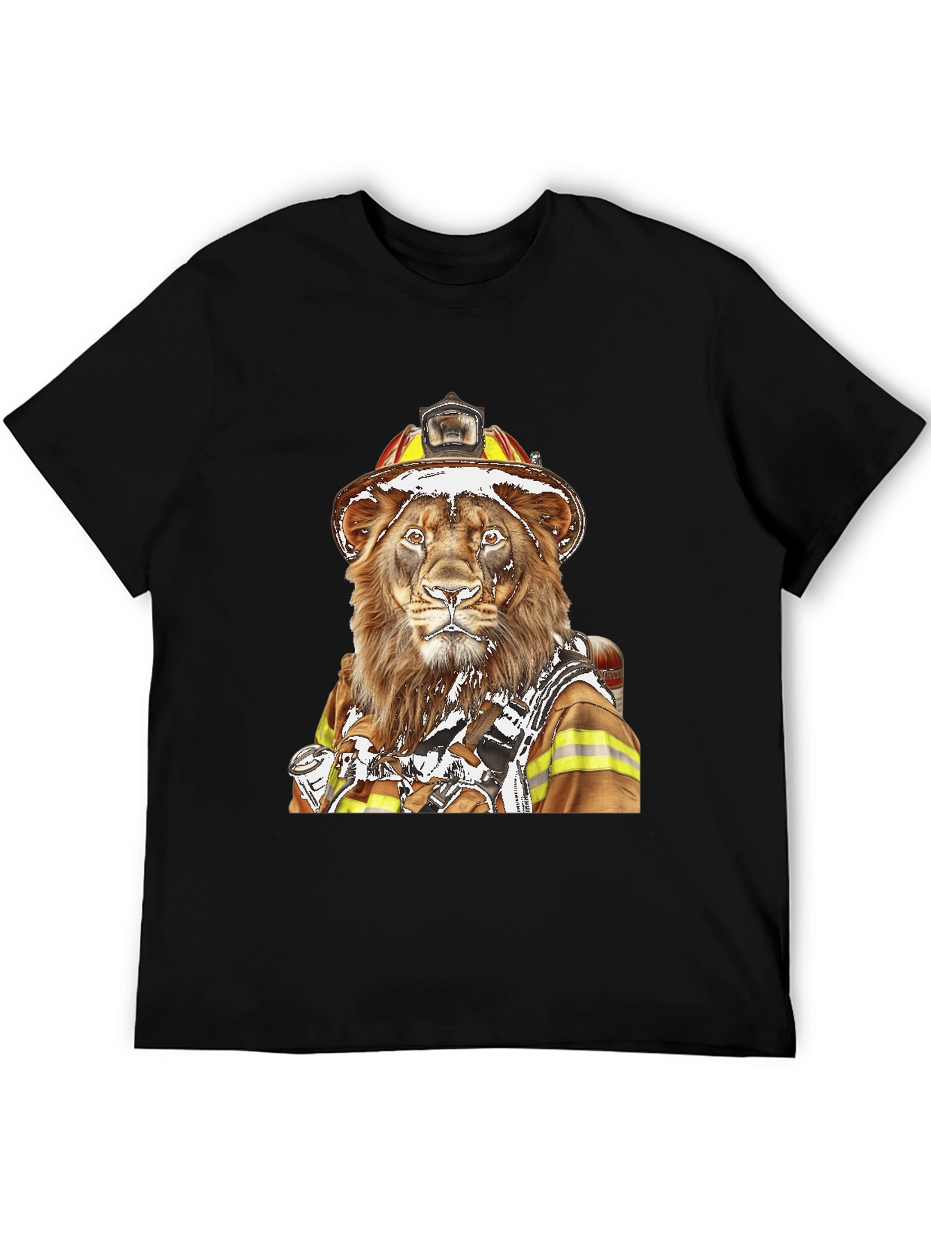 Lion Firefighter Graphic Tee - Unique Design!