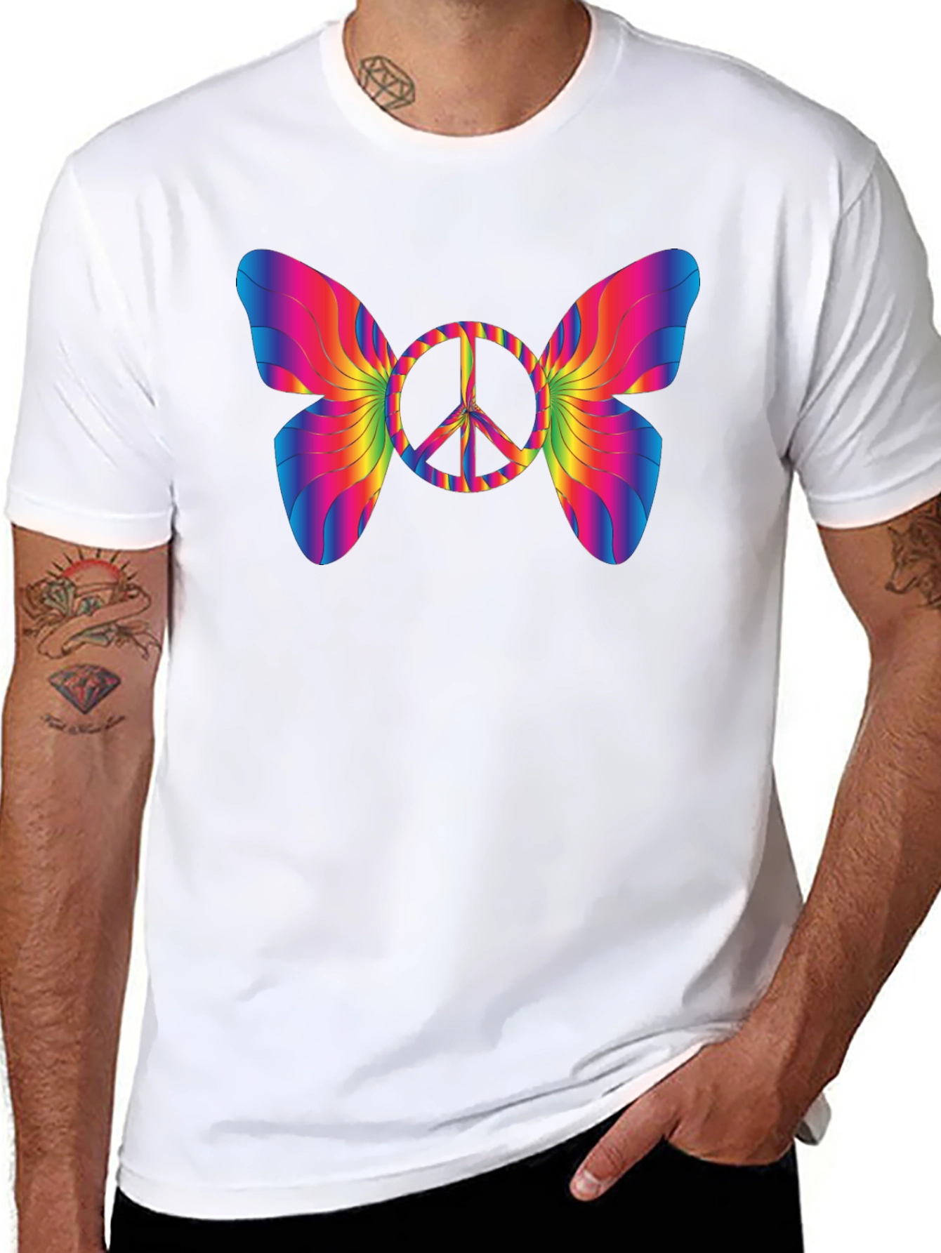 Peace Sign Butterfly Graphic T-Shirt