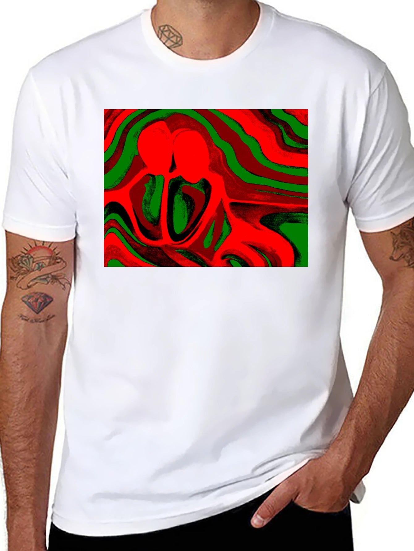 Abstract Lovers Graphic Tee - Stylish Comfort