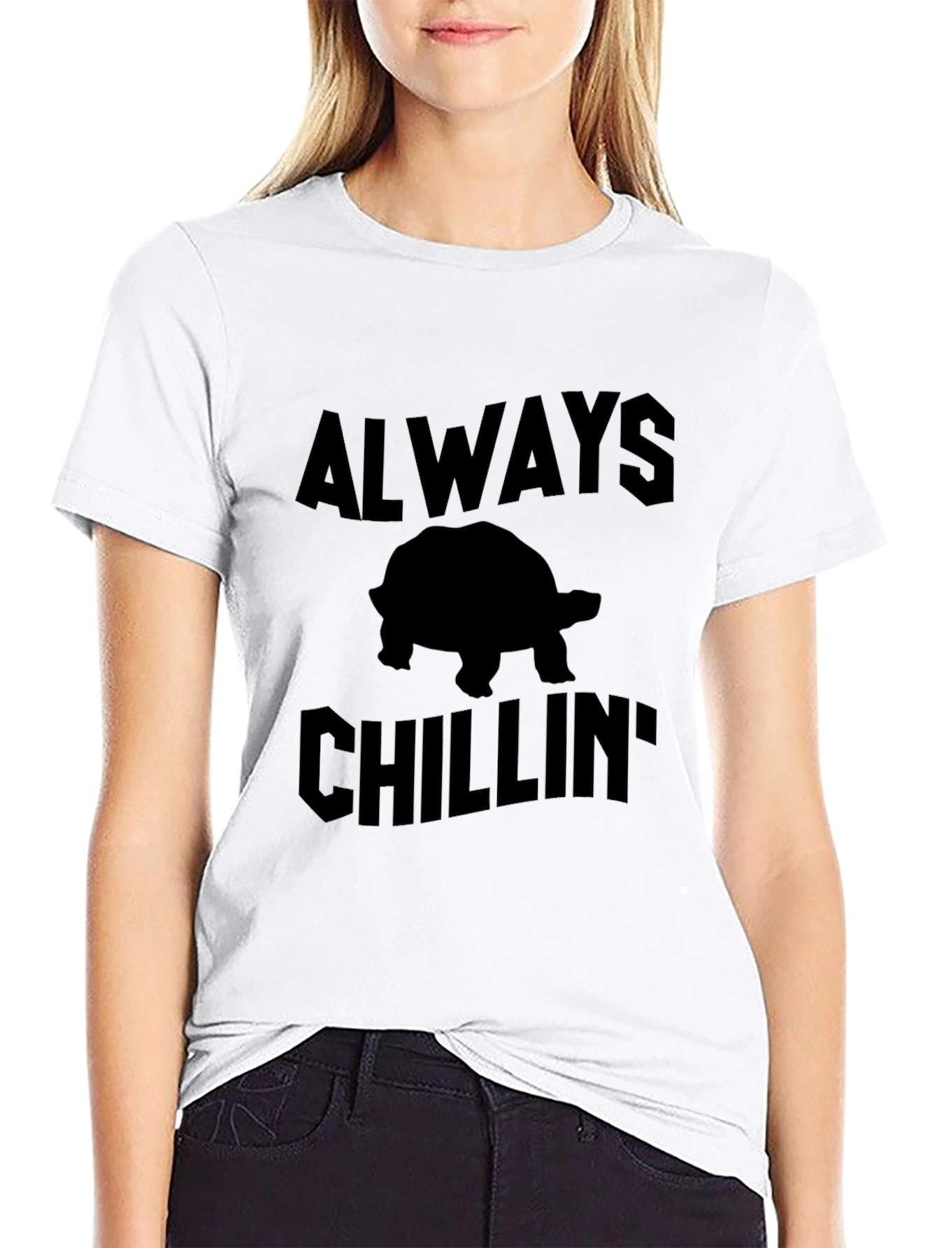 Always Chillin Turtle Black Graphic T-Shirt