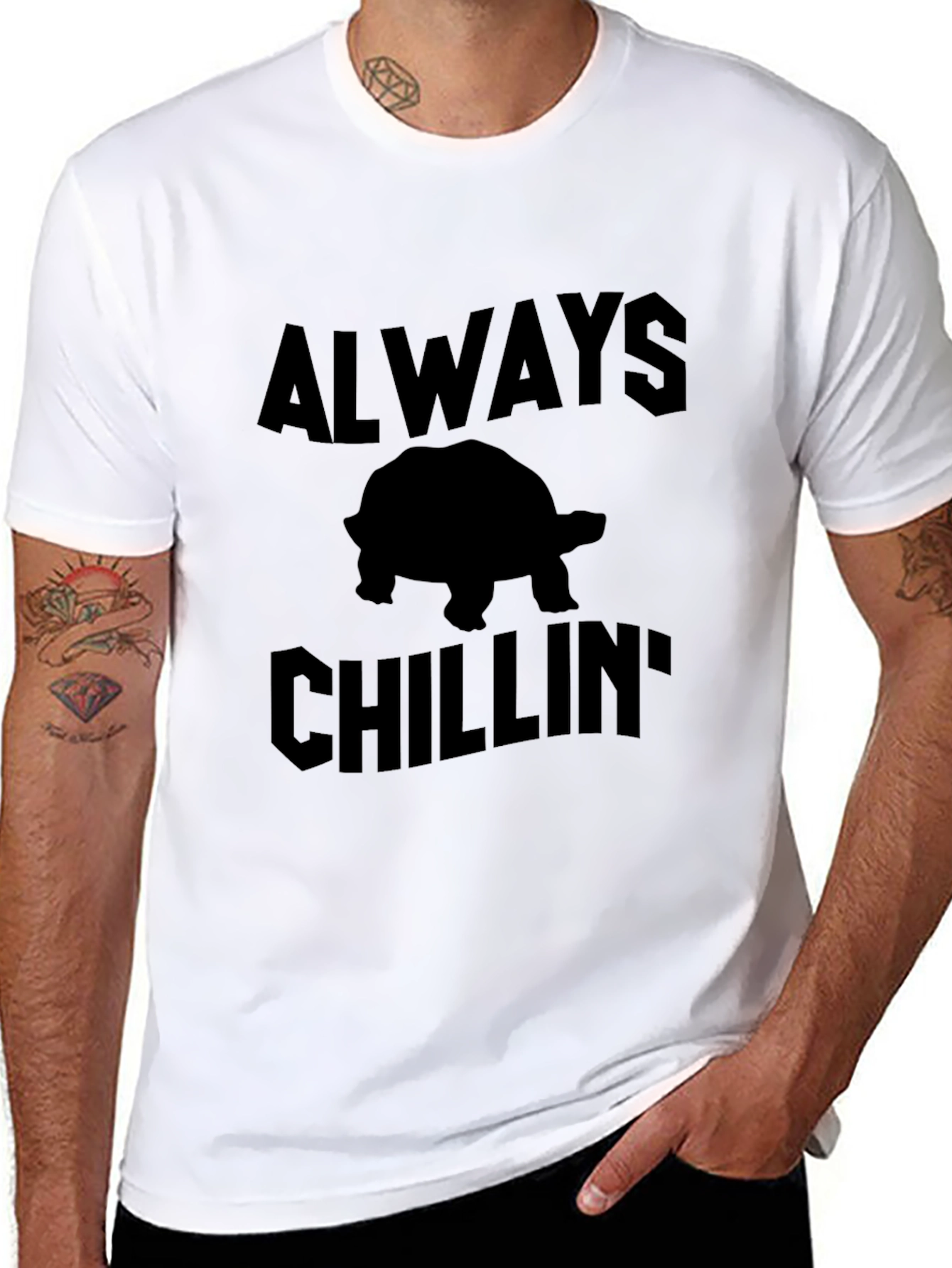 Always Chillin Turtle Black Graphic T-Shirt