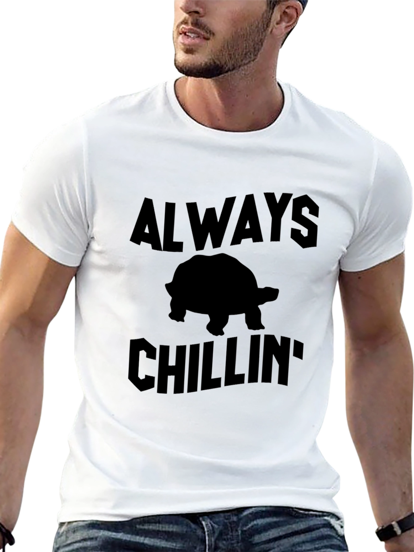 Always Chillin Turtle Black Graphic T-Shirt