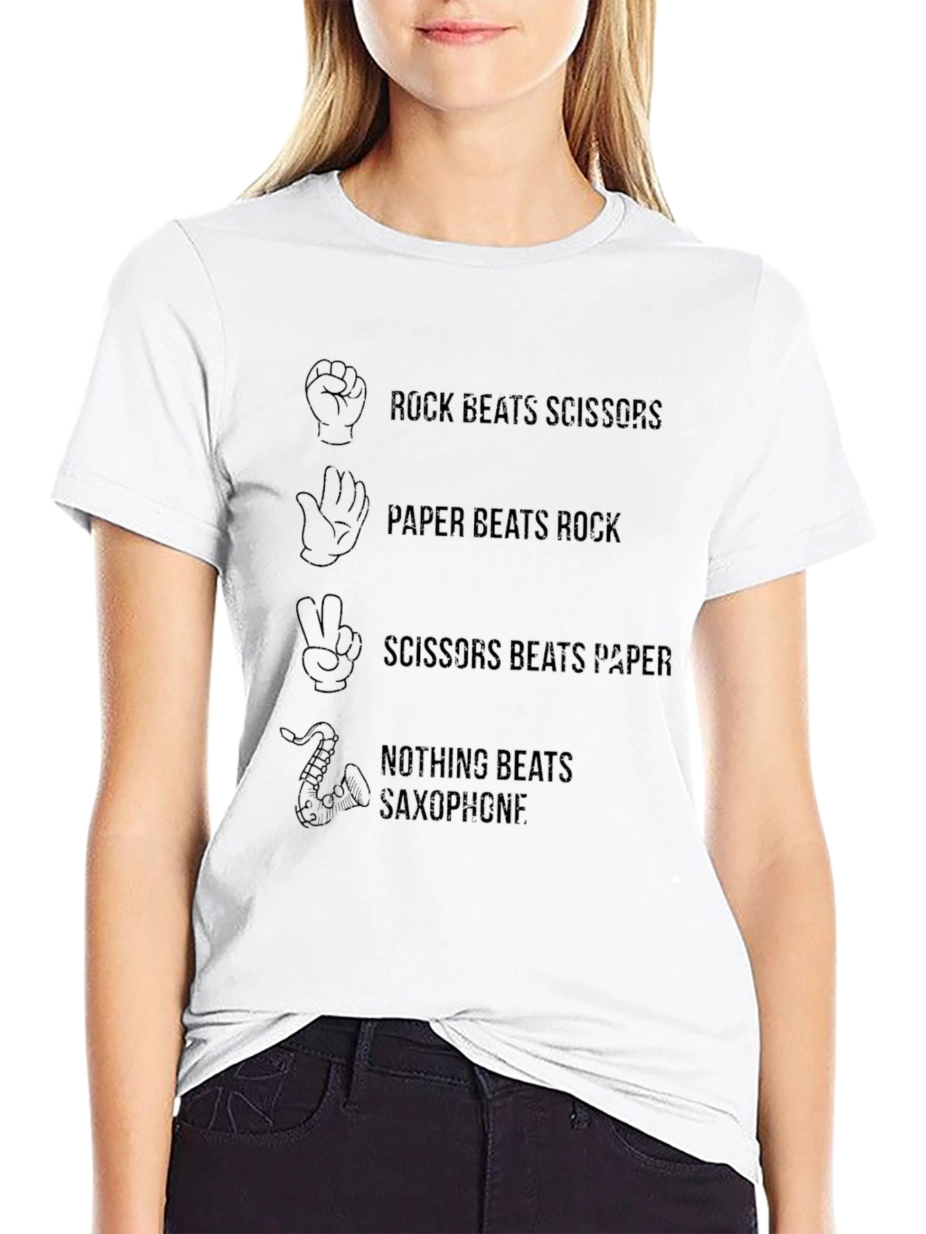 Rock Paper Scissors Saxophone Funny T-Shirt