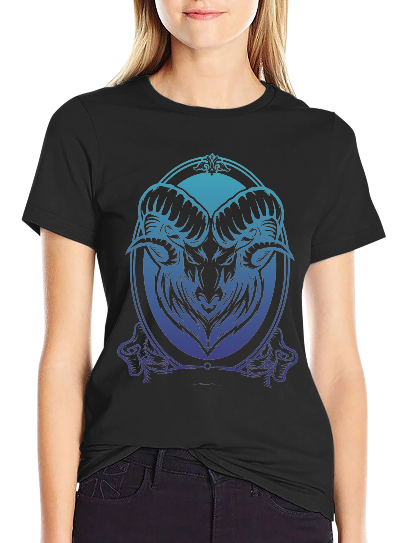 Ram Graphic Tee - Gradient Blue Black