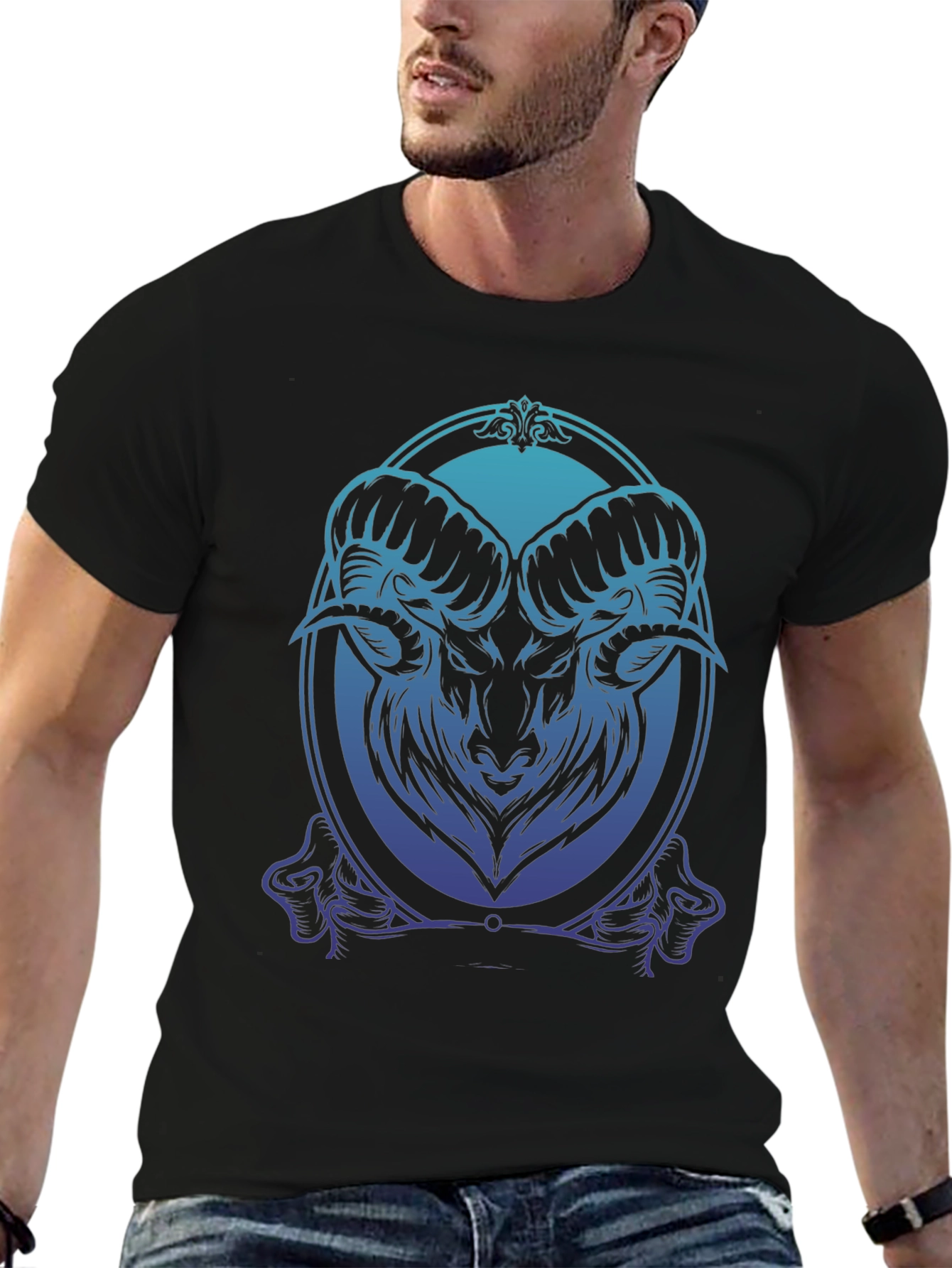 Ram Graphic Tee - Gradient Blue Black