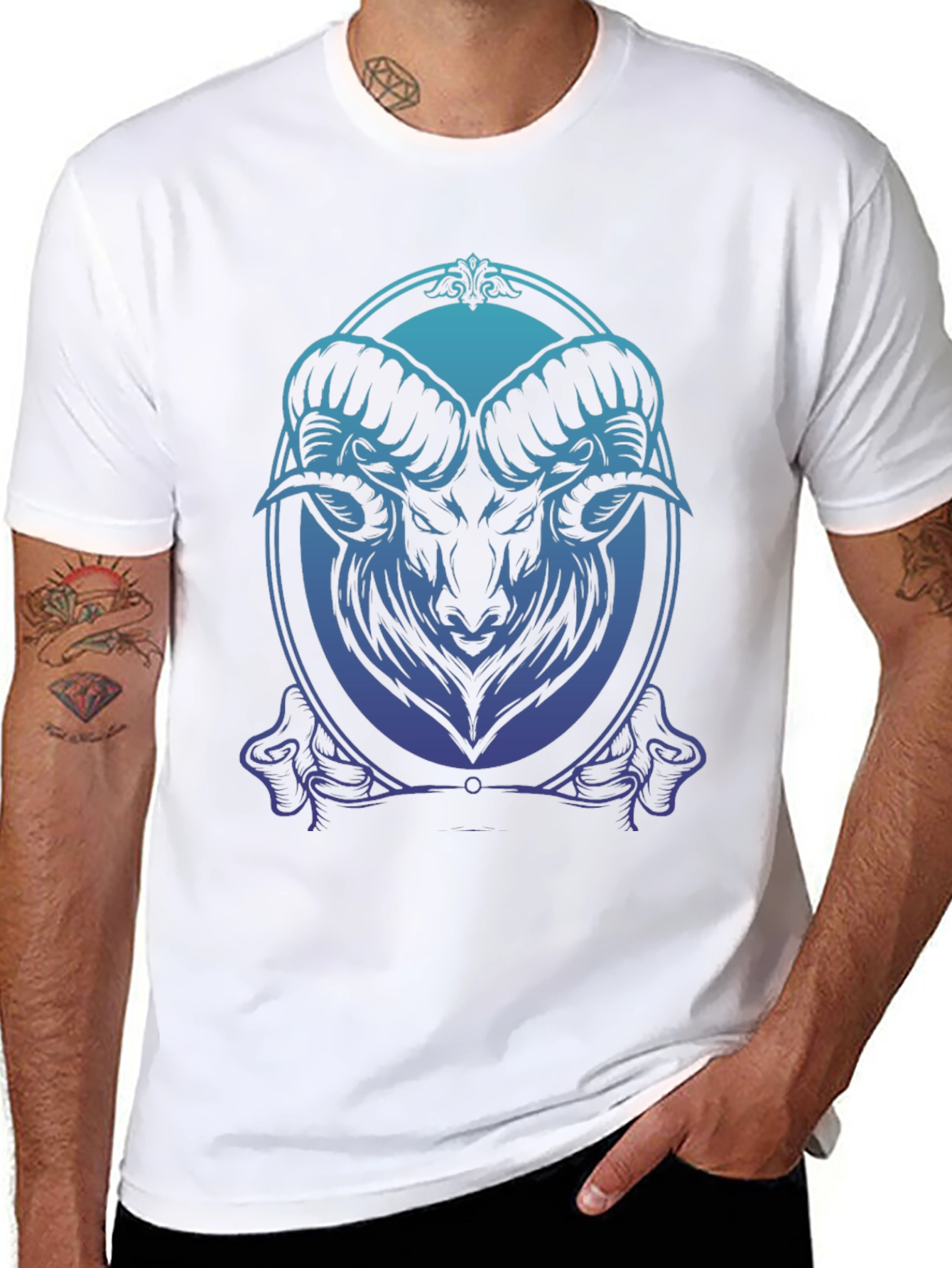 Ram Graphic Tee - Gradient Blue Black