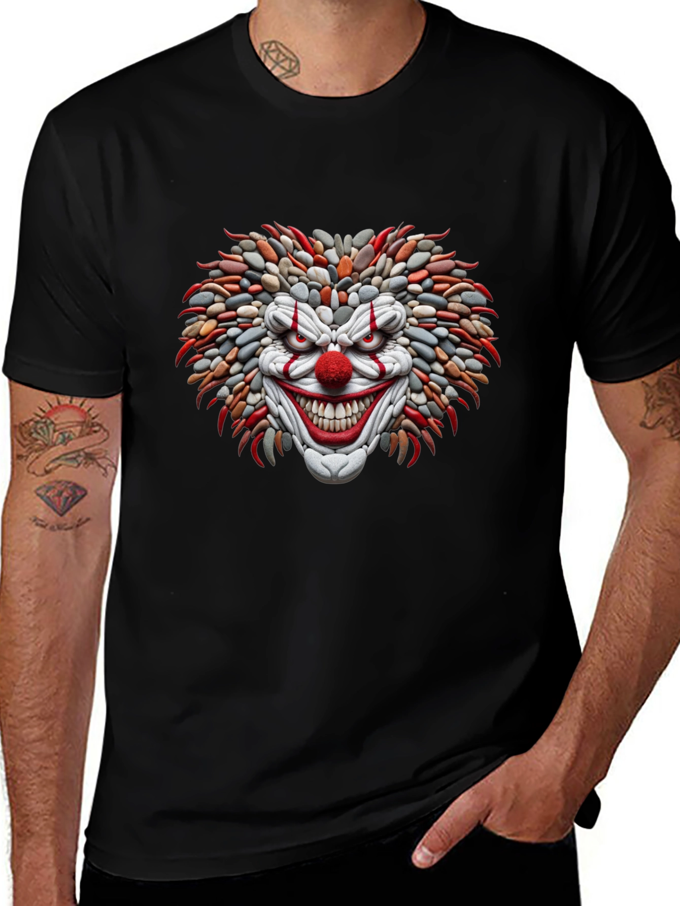 Mens Black Clown Graphic Tee
