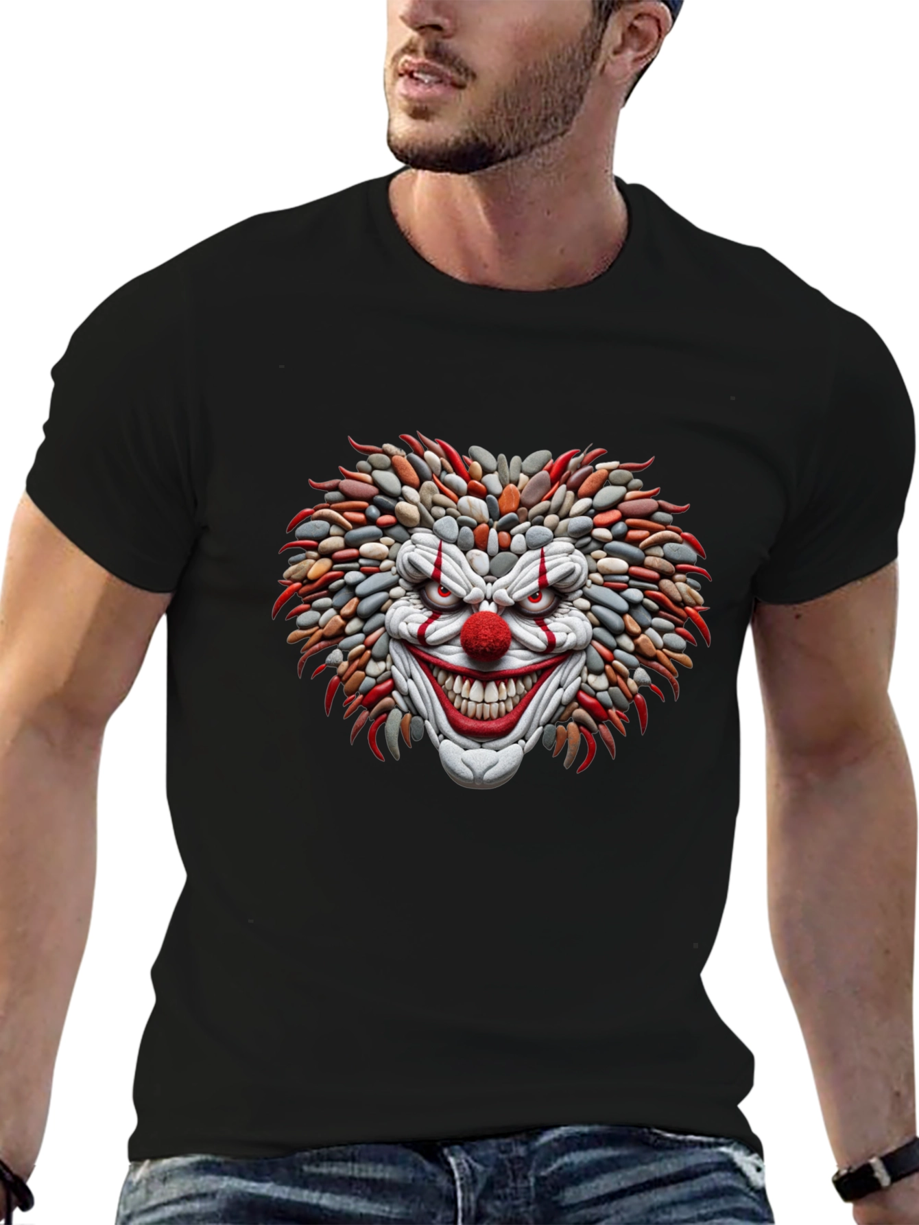 Mens Black Clown Graphic Tee