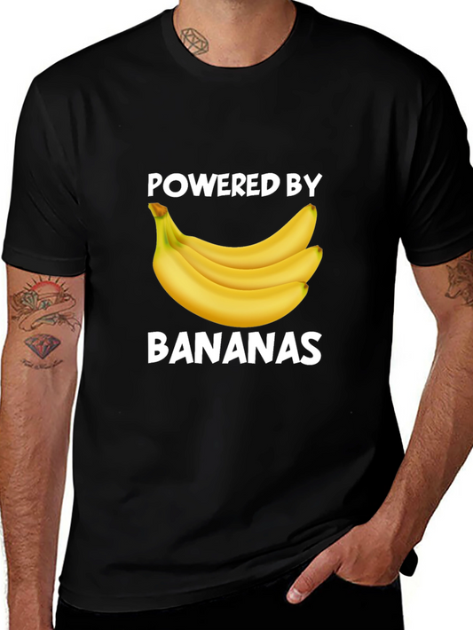 Powered by Bananas Graphic Tee - Fun Novelty T-Shirt