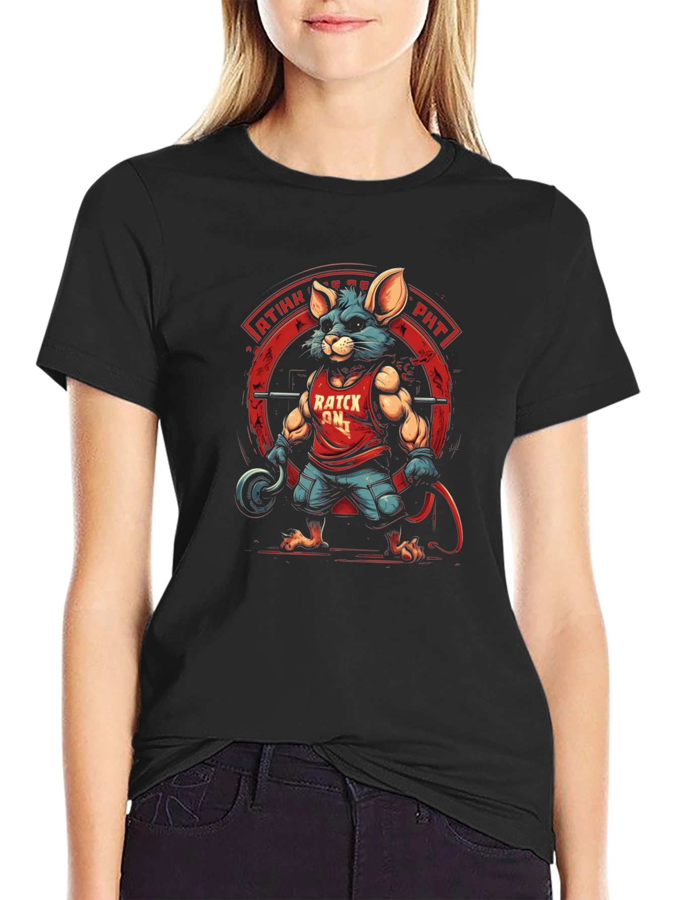 Ratck On! Black Graphic Tee - Fitness Mouse