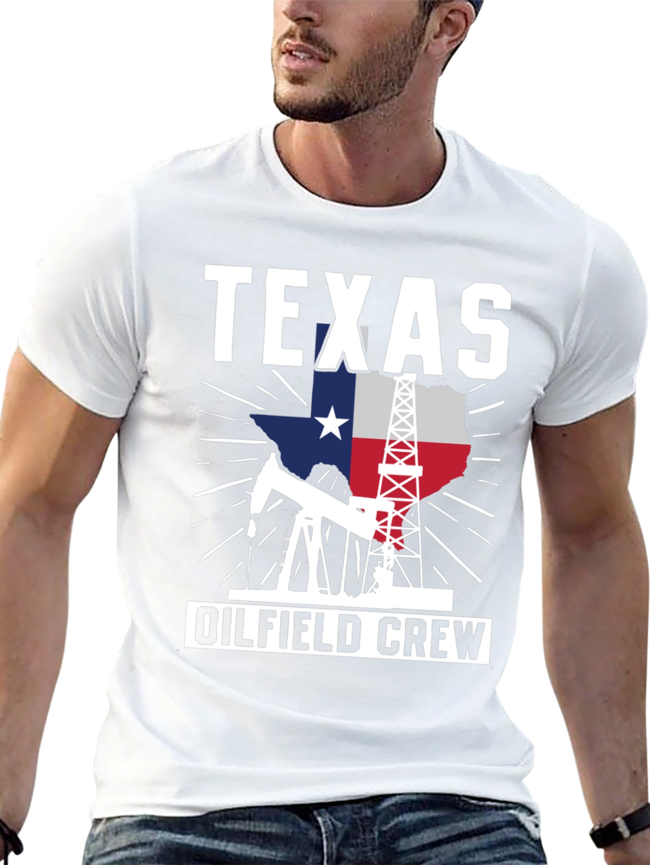 Texas Oilfield Crew Graphic Tee - Black Cotton Shirt