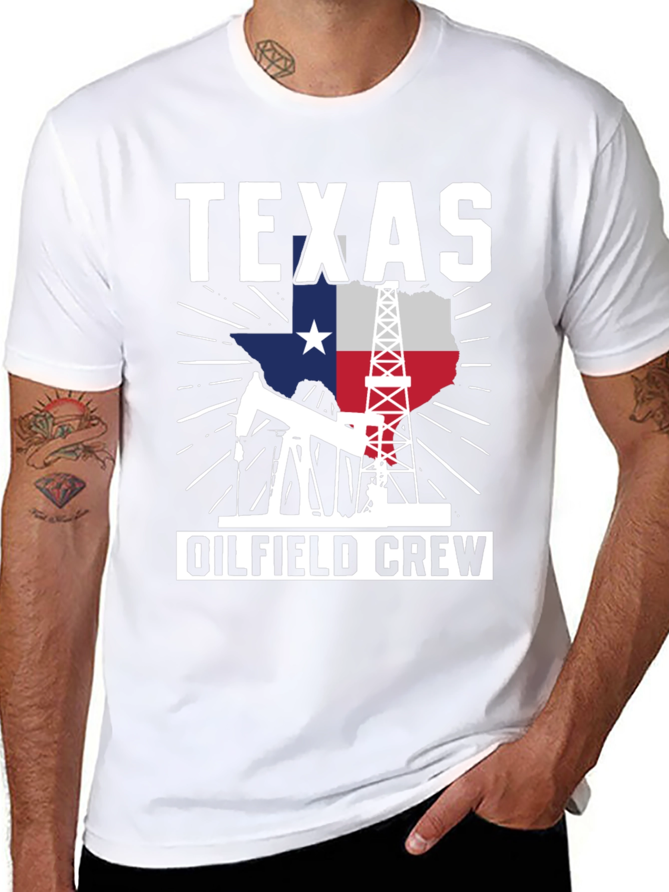 Texas Oilfield Crew Graphic Tee - Black Cotton Shirt