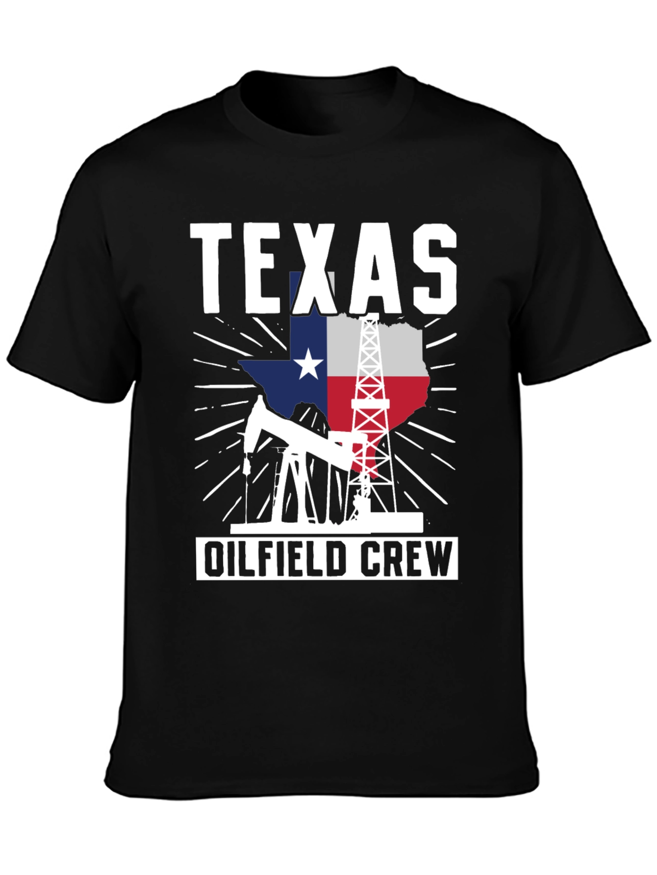 Texas Oilfield Crew Graphic Tee - Black Cotton Shirt