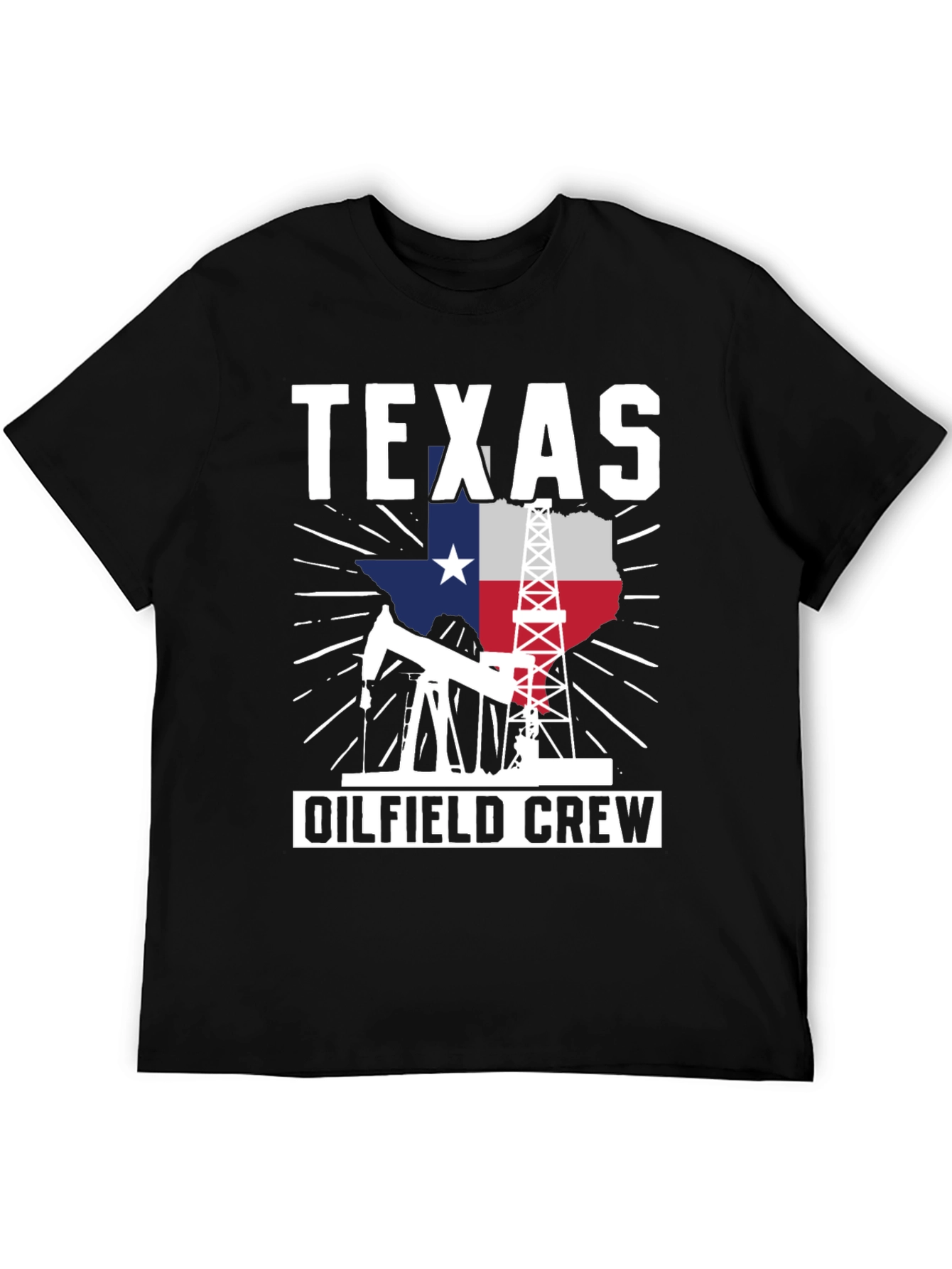 Texas Oilfield Crew Graphic Tee - Black Cotton Shirt