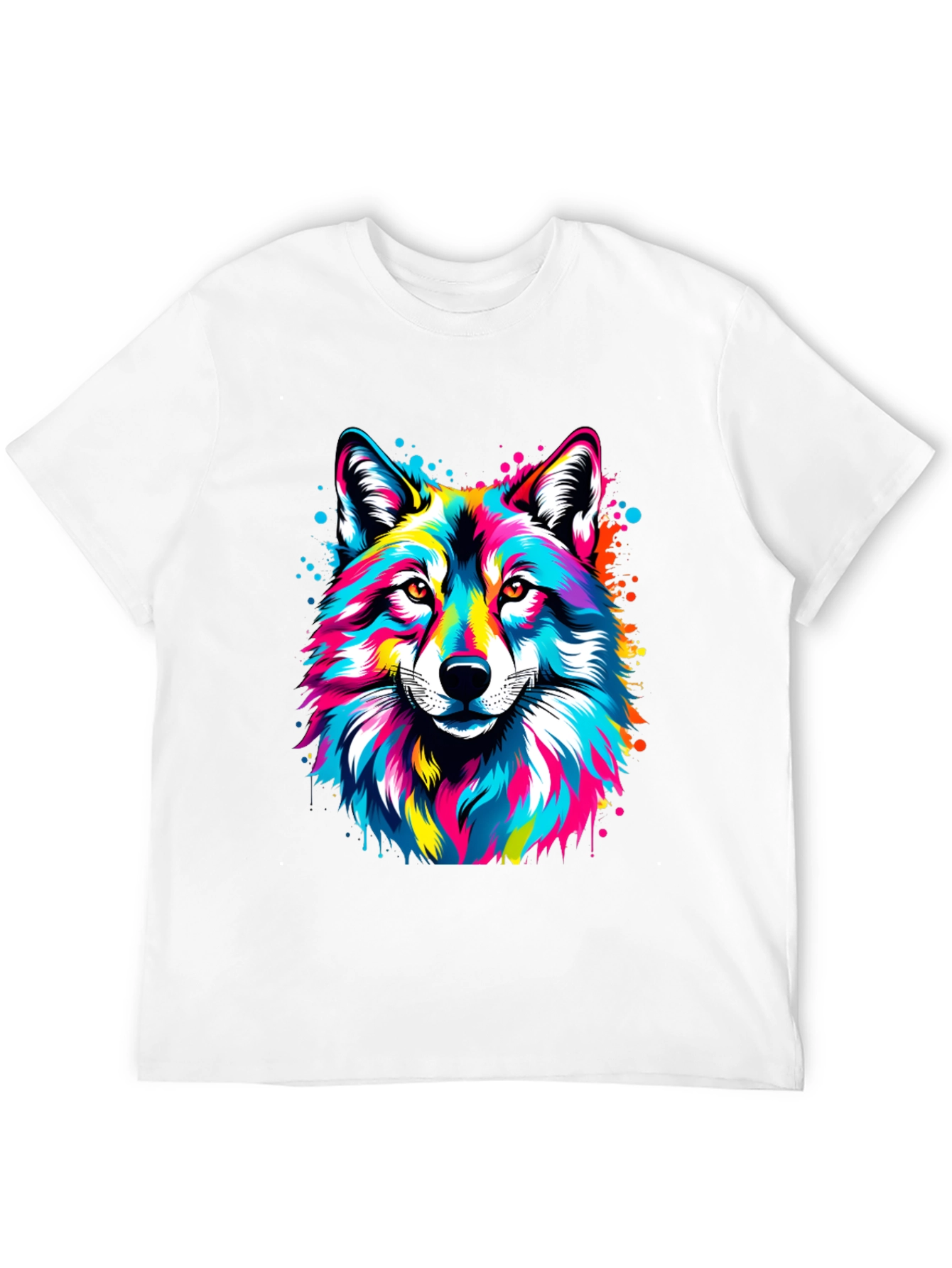 Vibrant Wolf Graphic Black T-Shirt