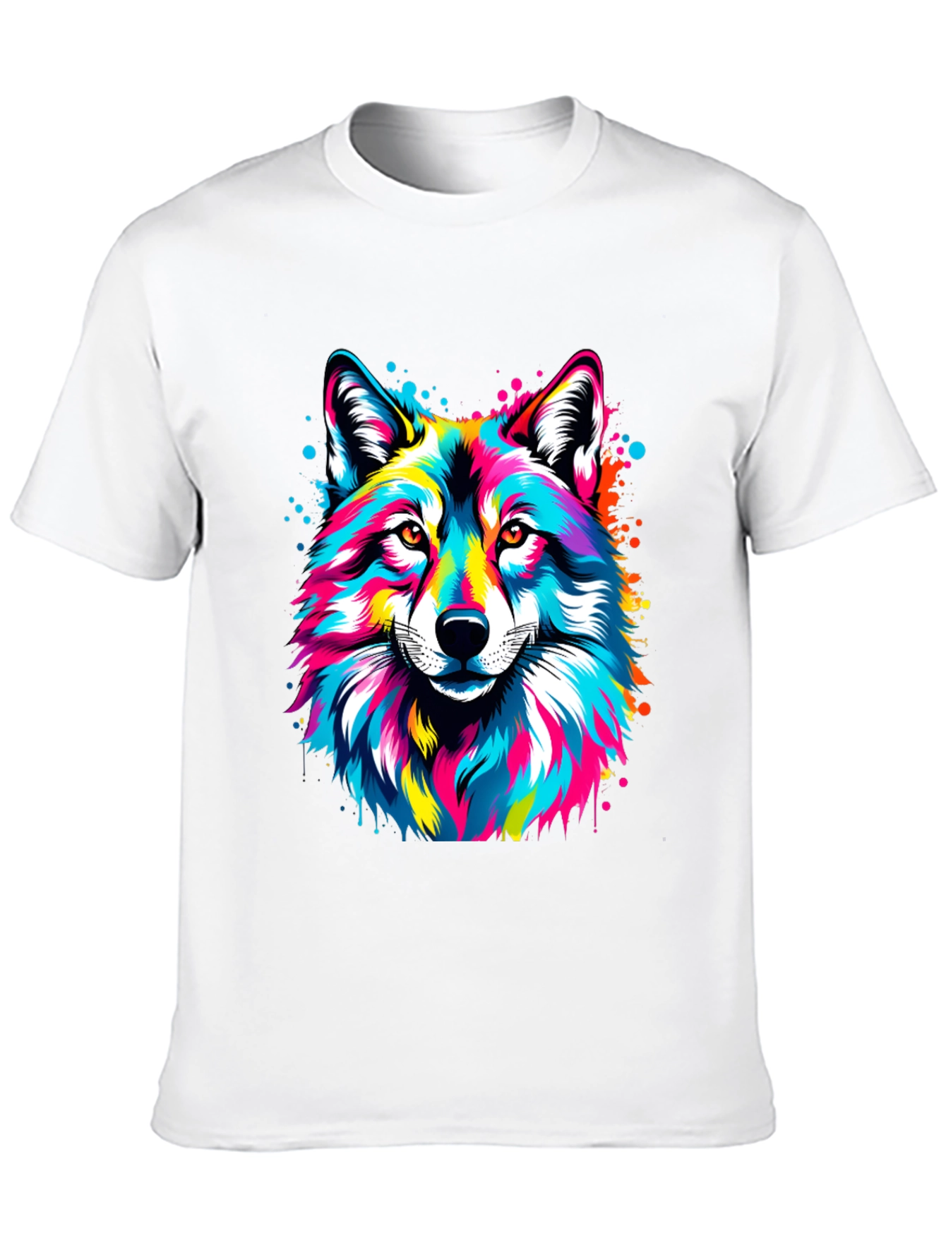 Vibrant Wolf Graphic Black T-Shirt