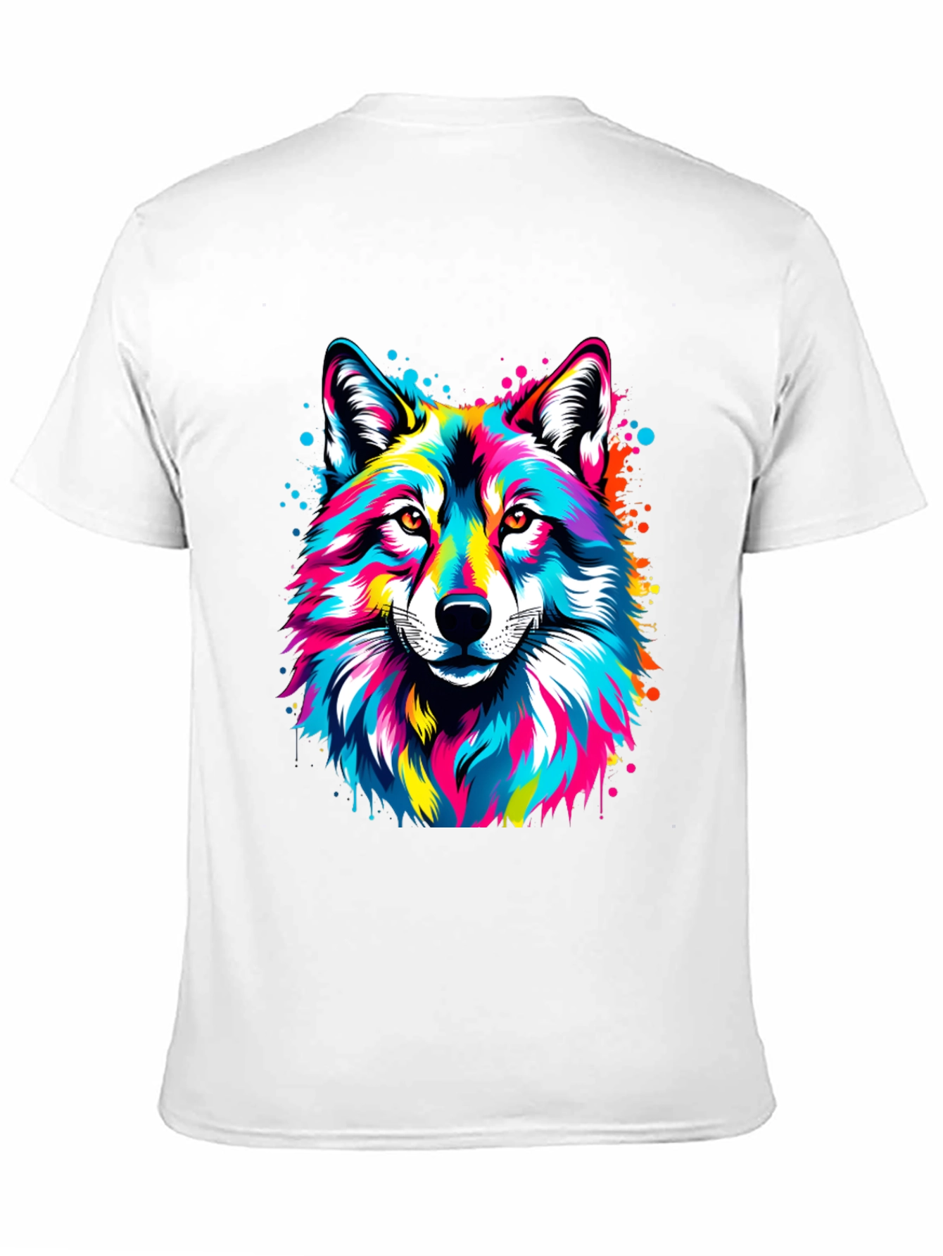 Vibrant Wolf Graphic Black T-Shirt