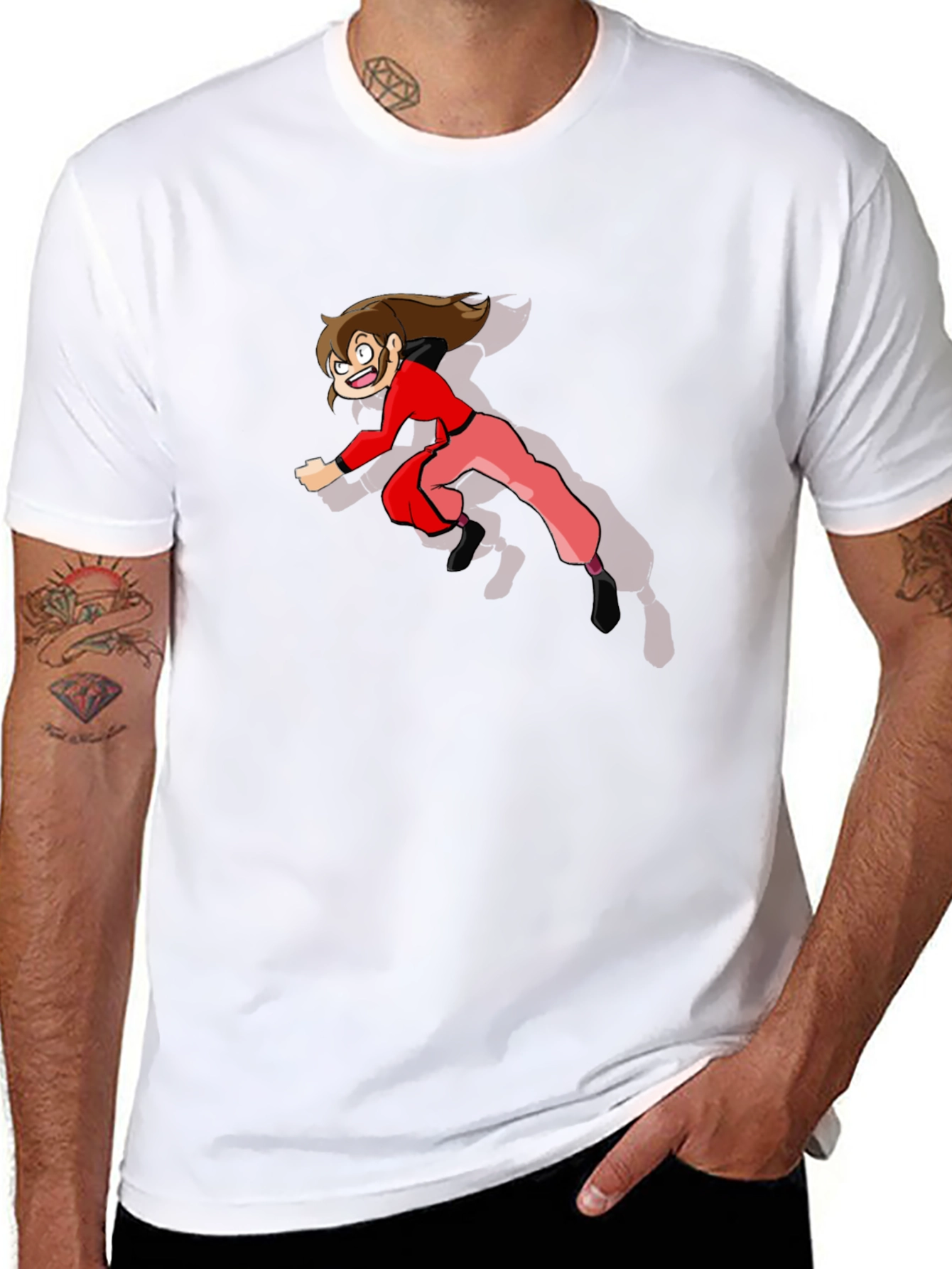 Cartoon Character Print Black T-Shirt
