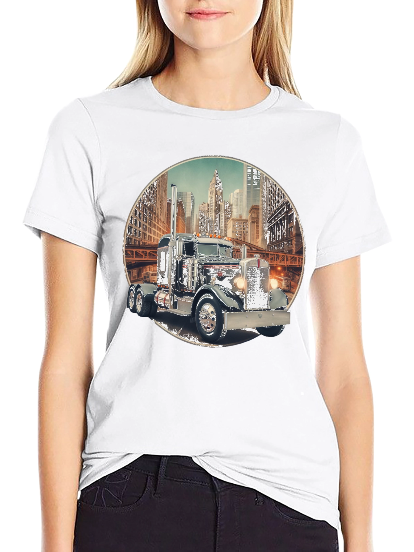 Classic Truck Cityscape Graphic Tee