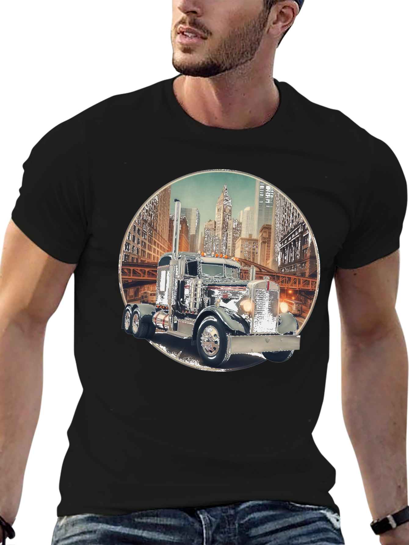 Classic Truck Cityscape Graphic Tee