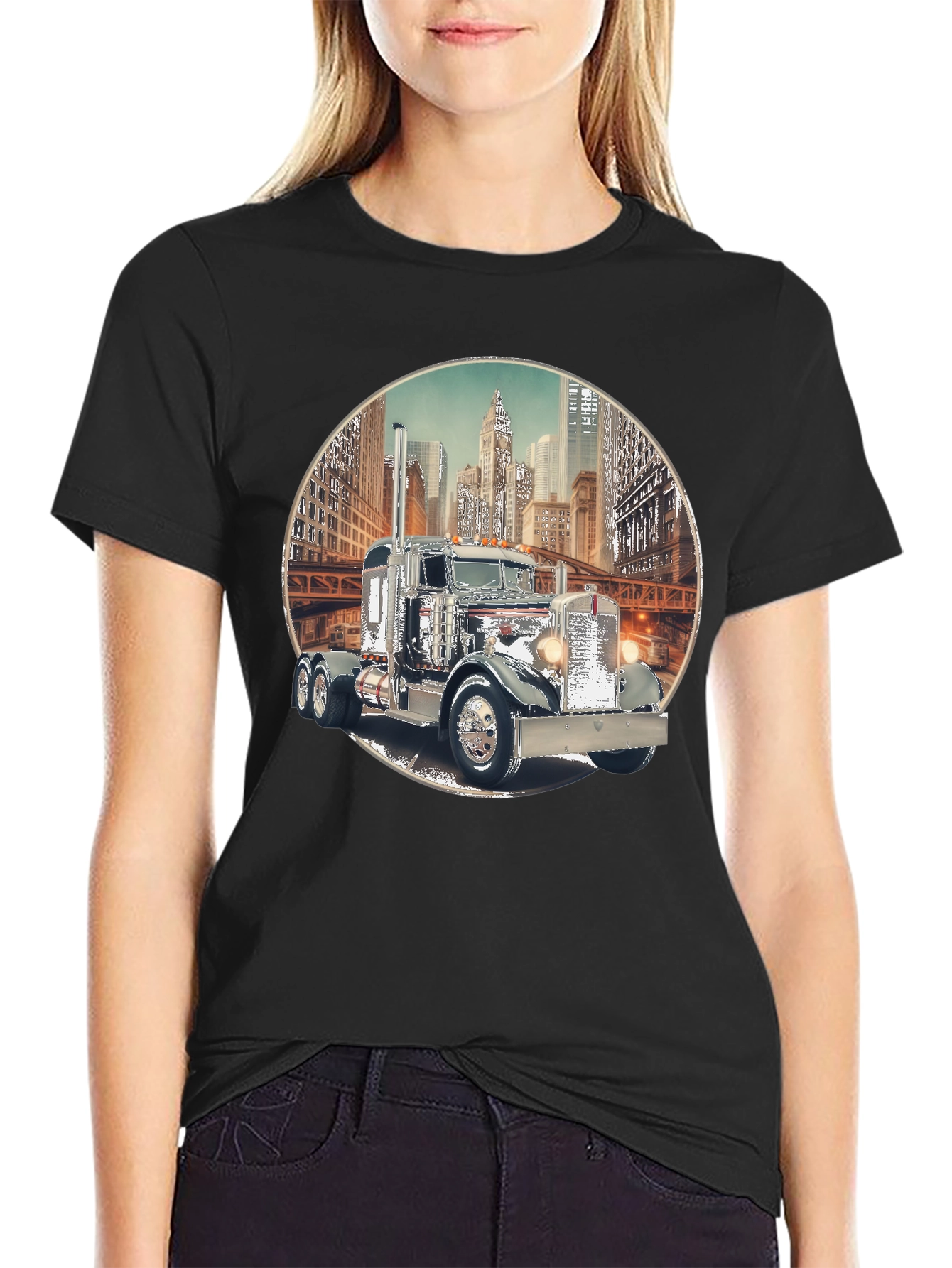 Classic Truck Cityscape Graphic Tee